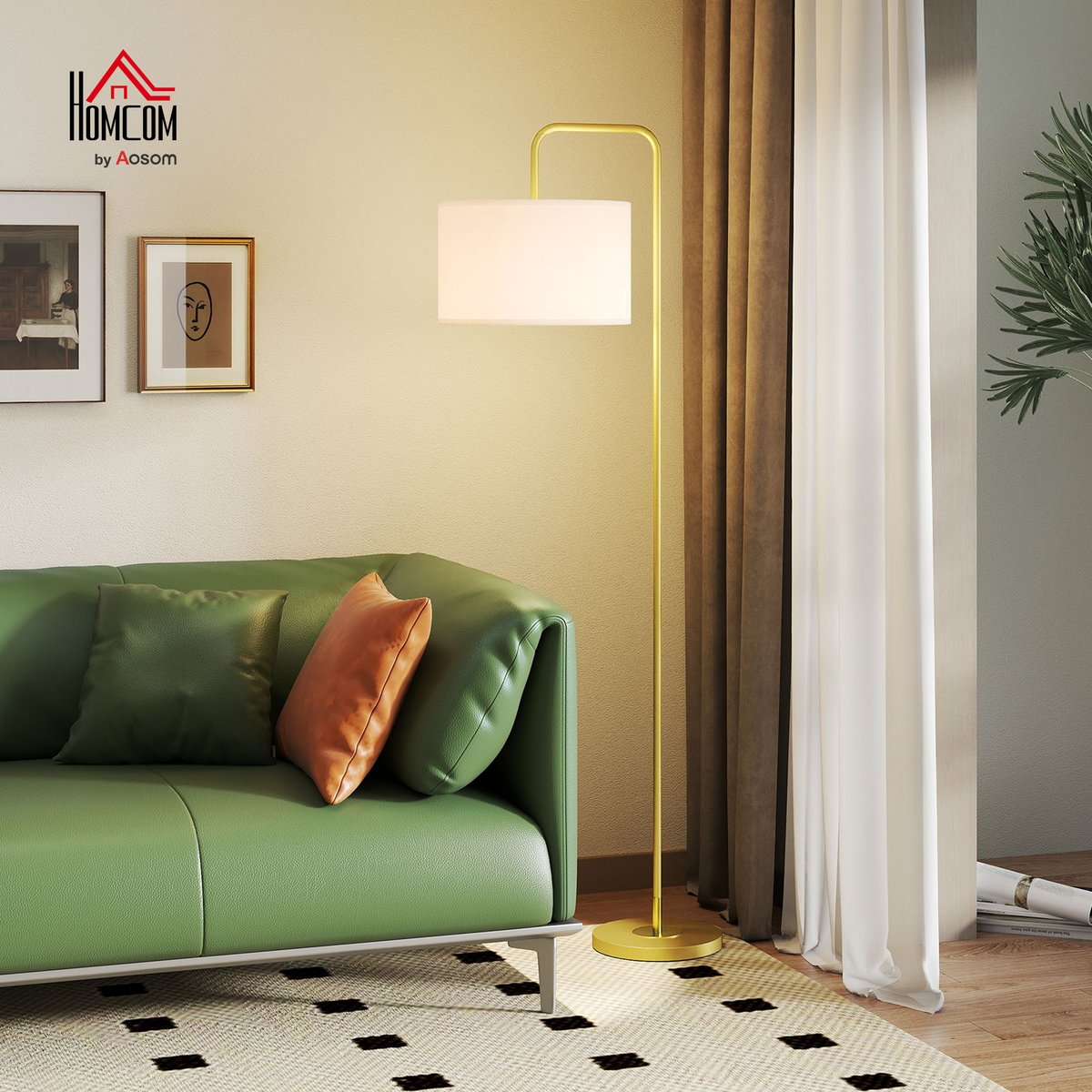 Lampadaire Acier Or jaune, HOMCOM