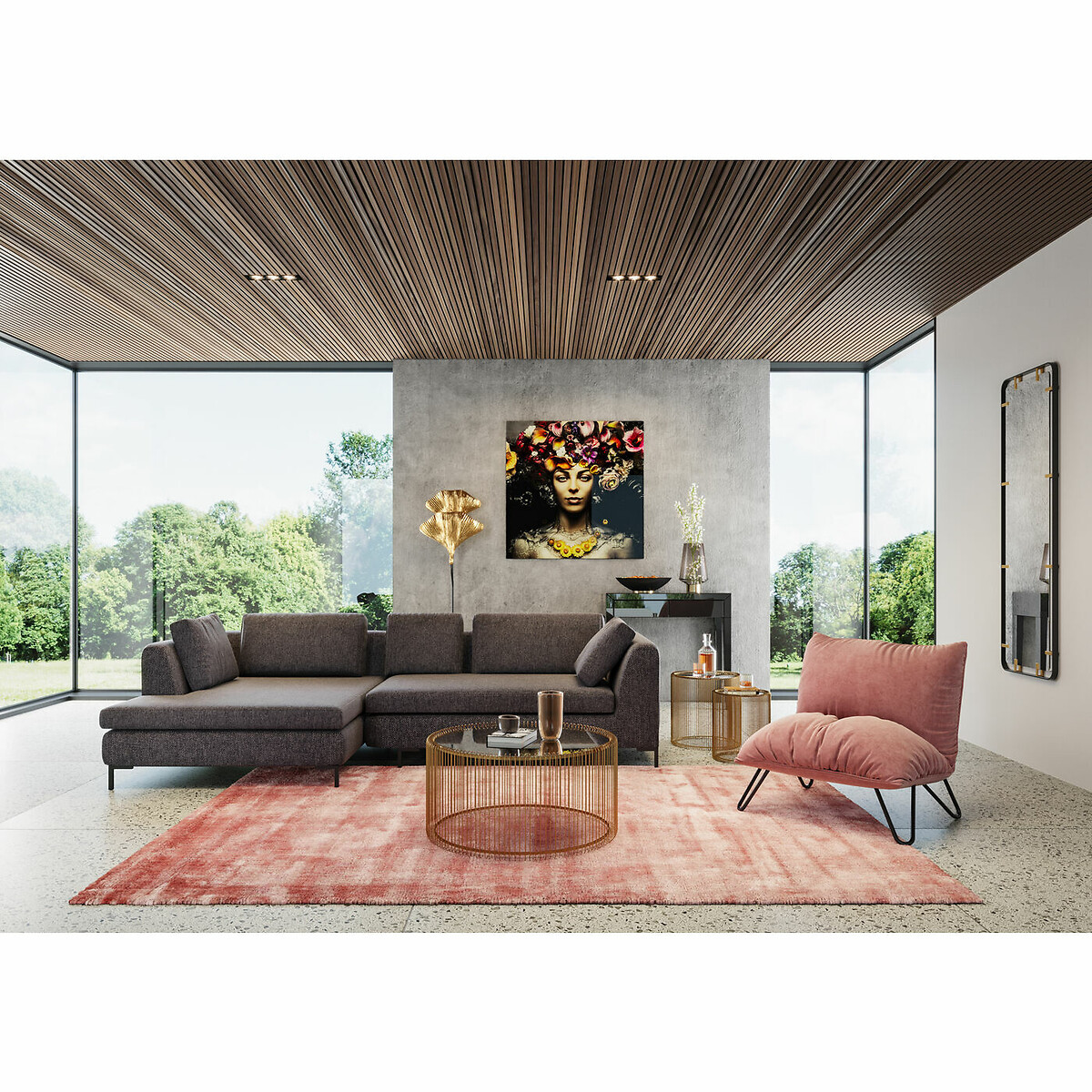 Couchtisch Wire Uno Brass Ø80cm goldfarben, KARE DESIGN