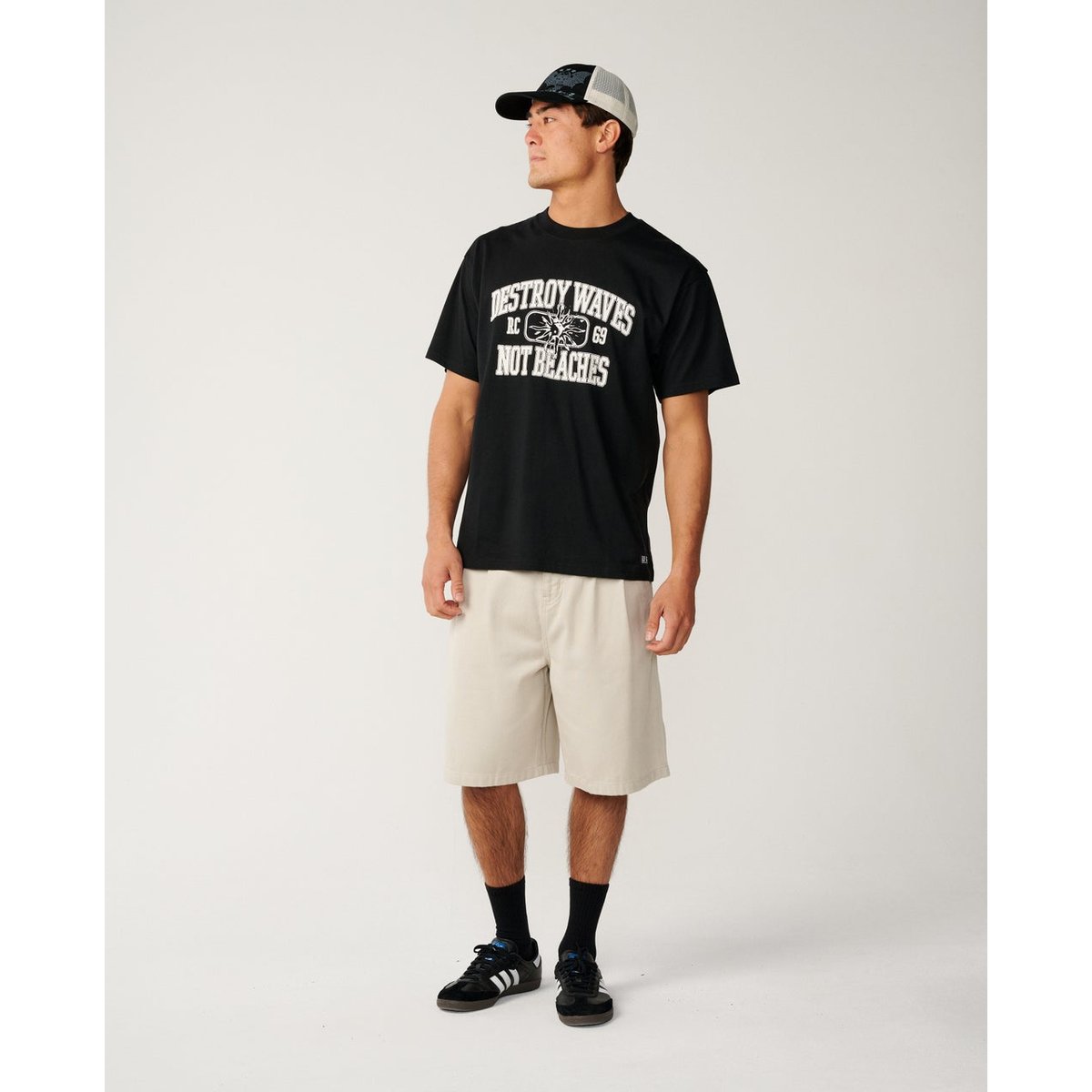 T-shirt Loose DISORDER Destroy WAVES black, RIP CURL