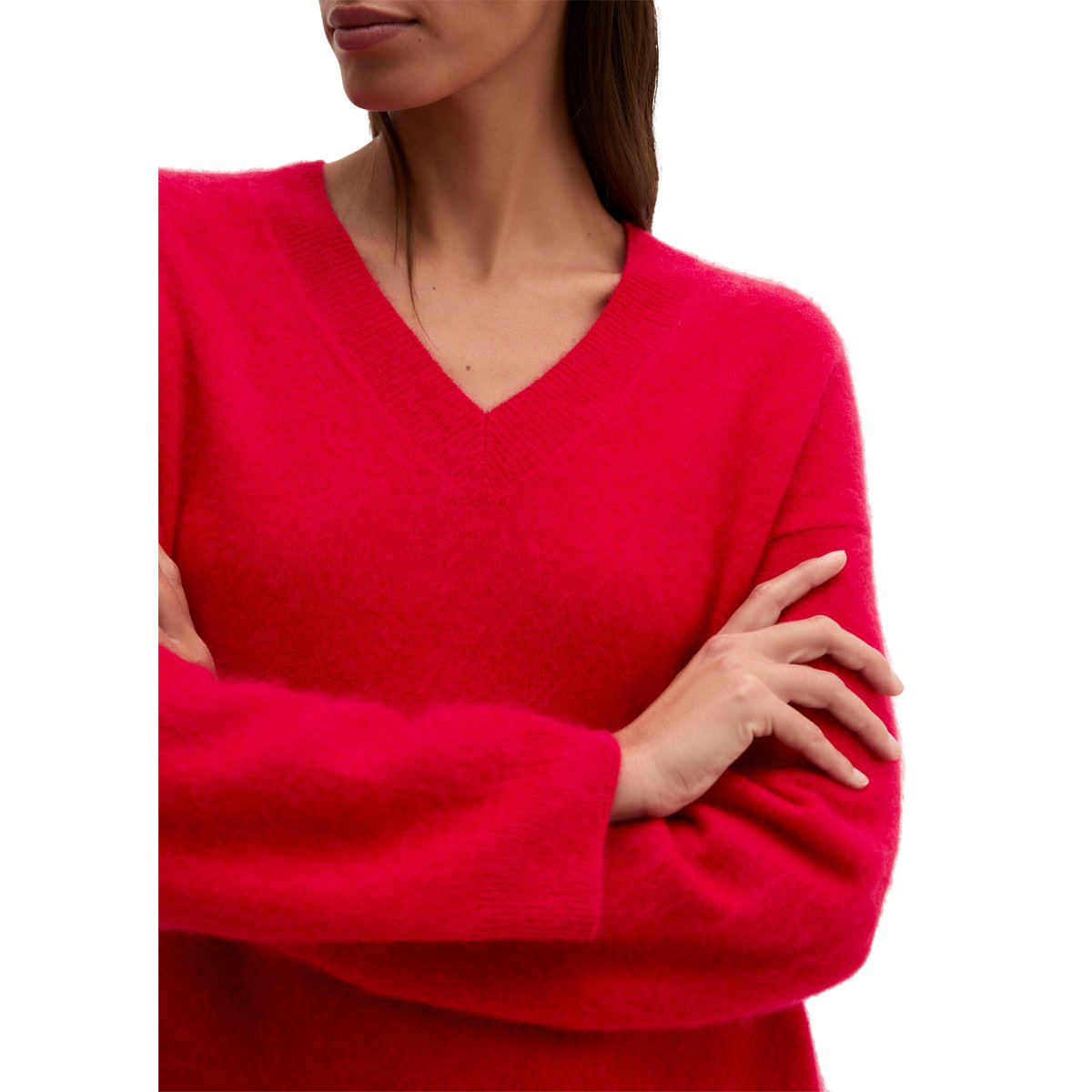 Pull en maille coupe classique en laine mérinos douce rouge, MARC O'POLO
