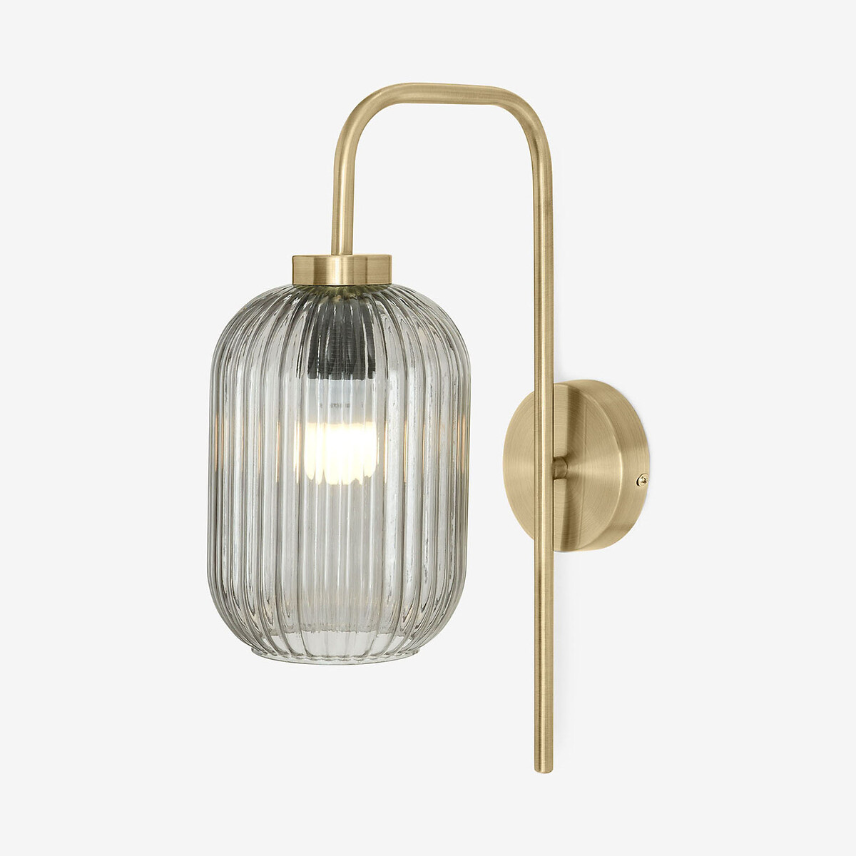 MADE.COM Briz Ribbed Glass Wall Light smoke grey, MADE