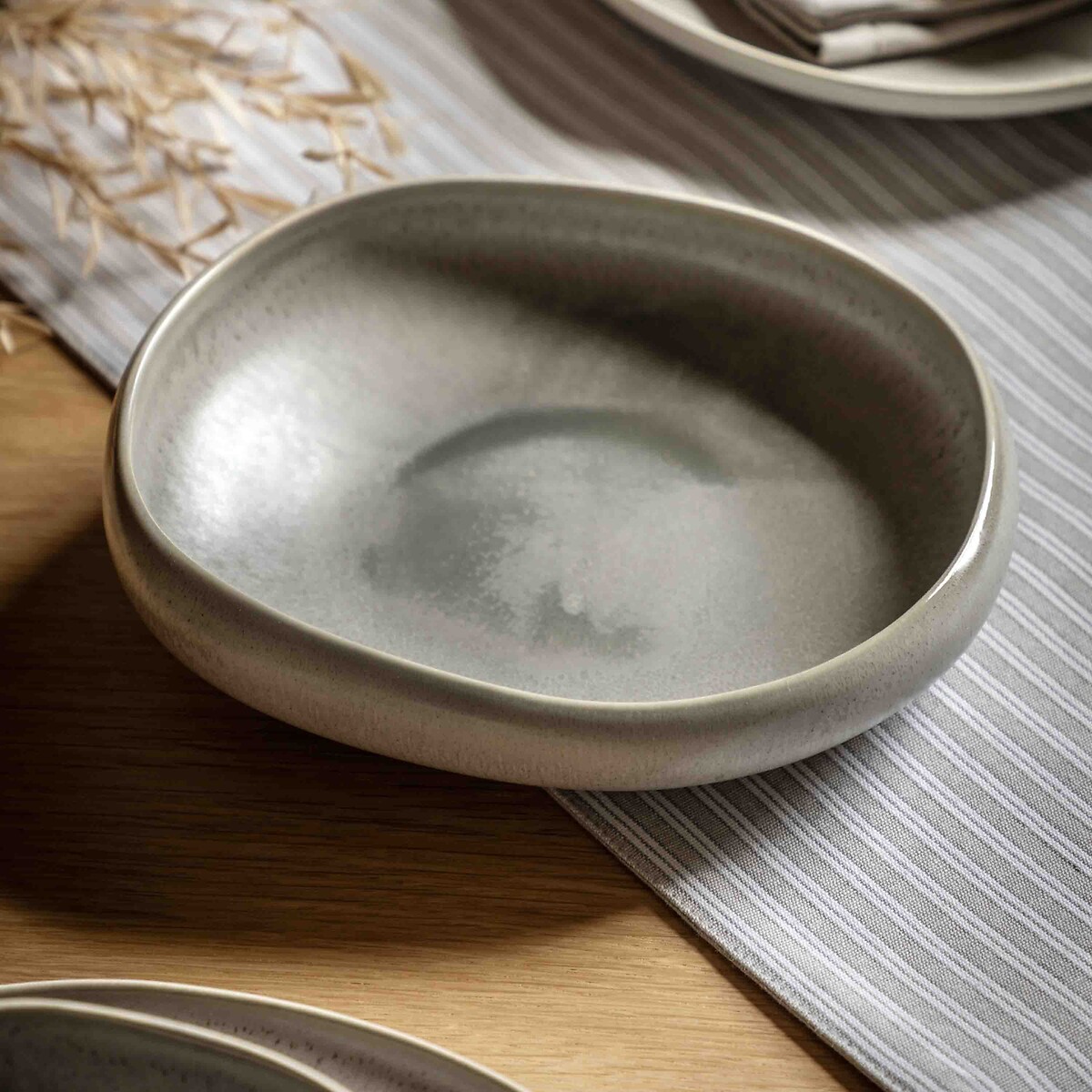 Set of 4 Pebble Glaze Pasta Bowls dove grey, ÉDITÉ