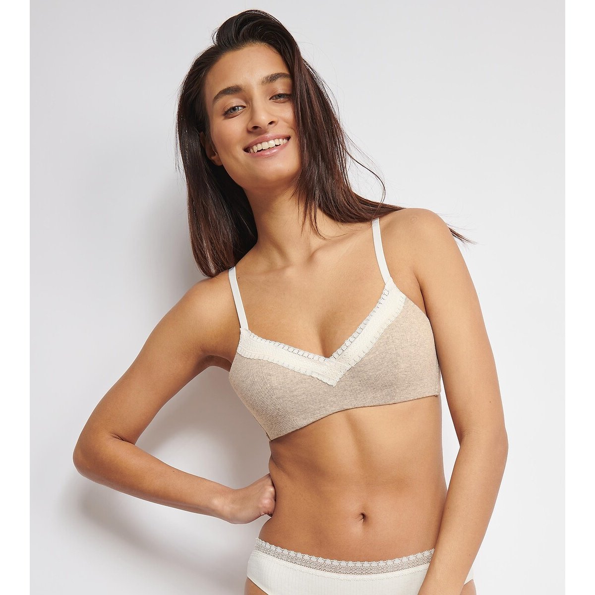 Go Ribbed Padded Bra Without Underwiring grey marl, SLOGGI