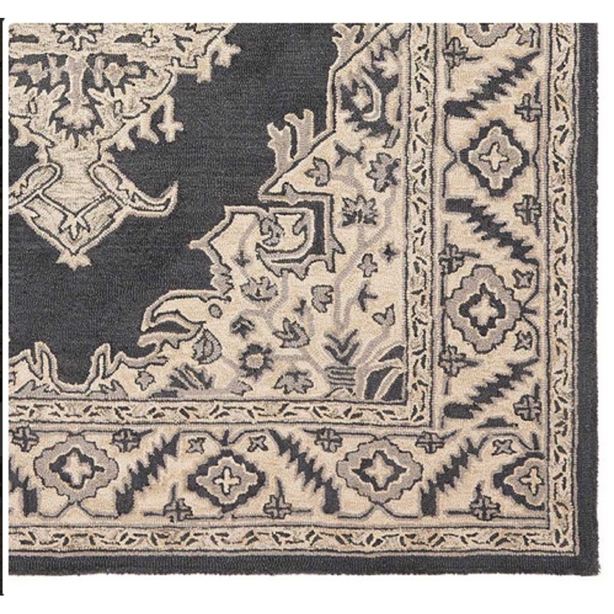 Tapis classique laine à motifs BONDI noir, NOVATREND