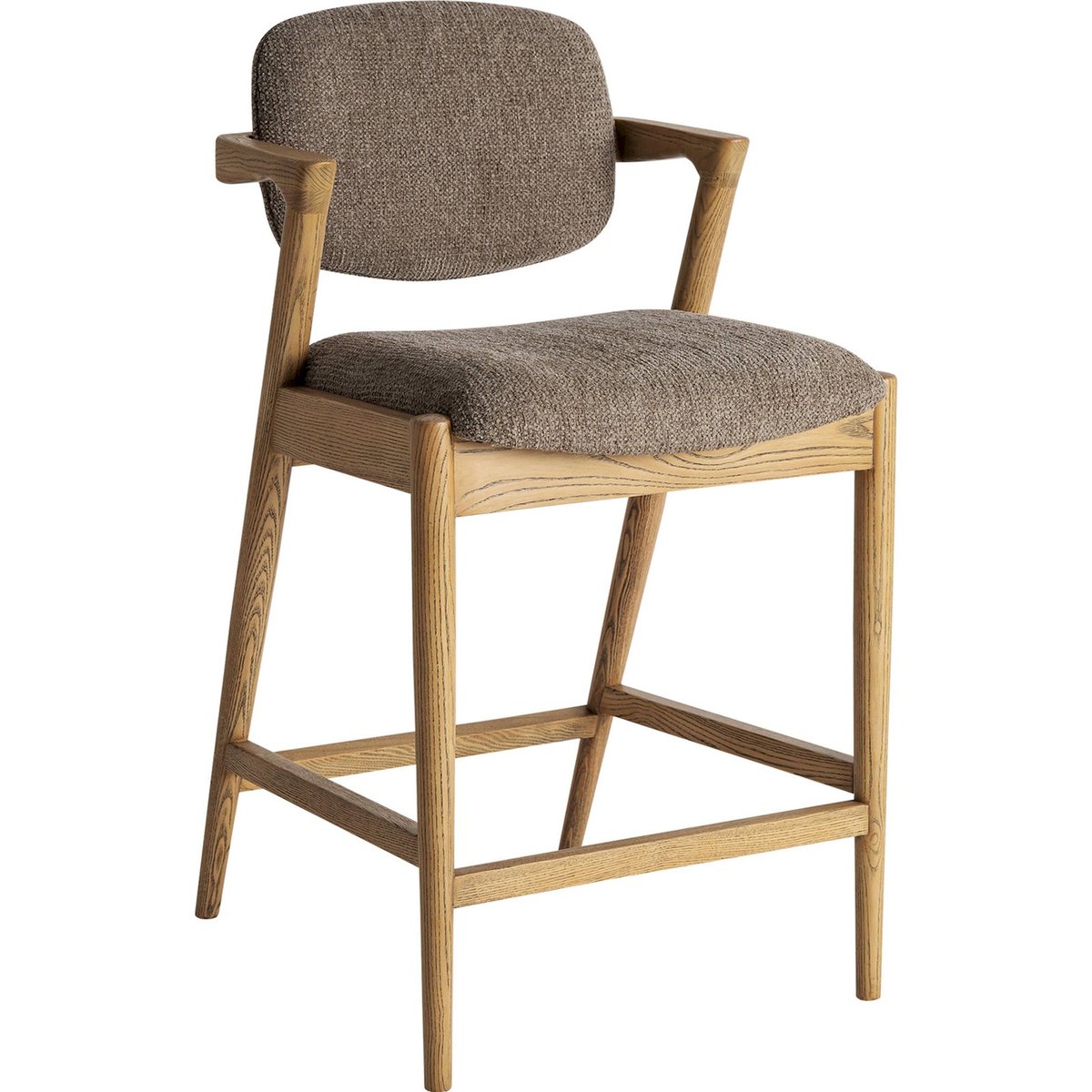 Tabouret en bois de frêne ajouré marron bois naturel sablé, RECOLLECTION