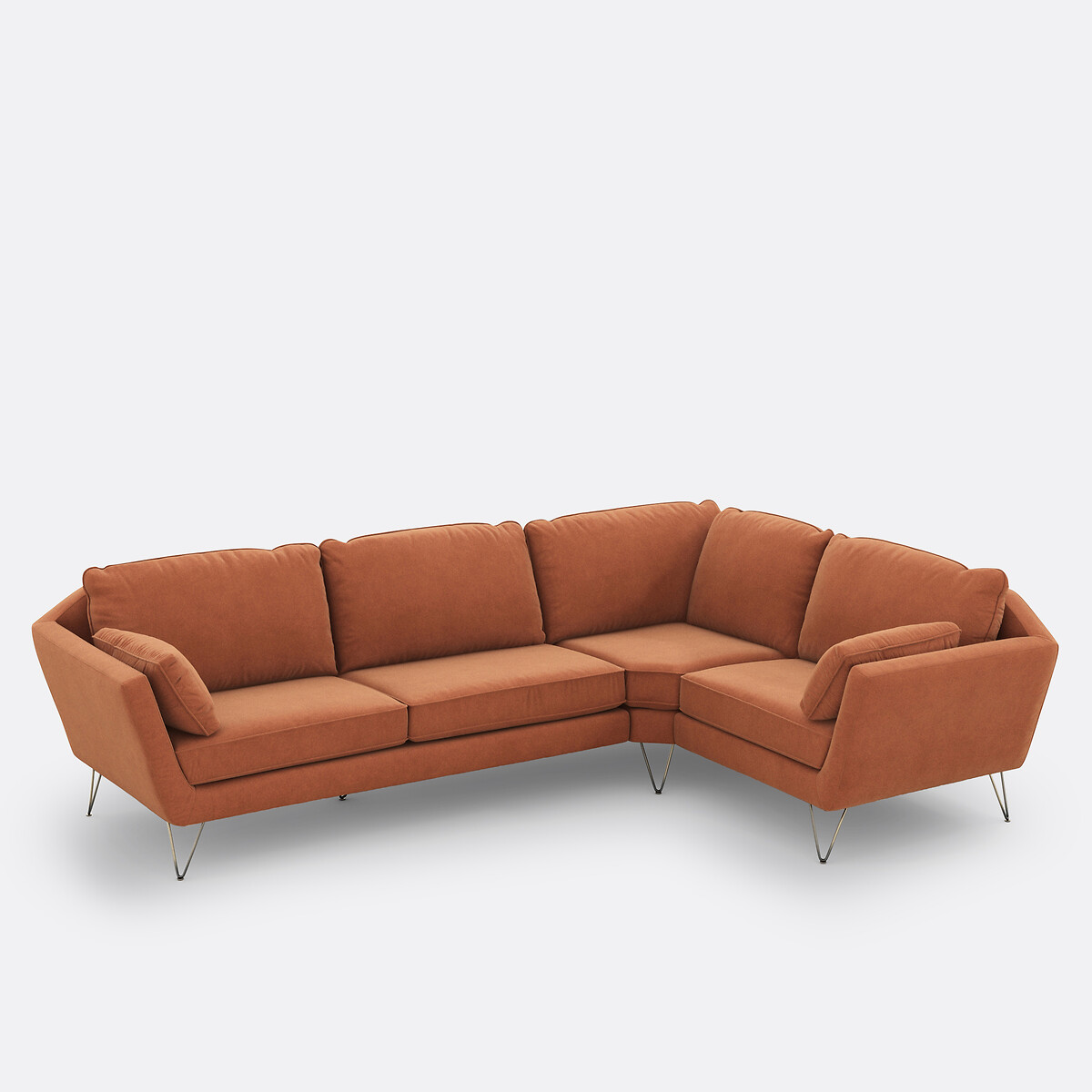 Hoekbank XL in fluweel, Topim tabak, LA REDOUTE INTERIEURS
