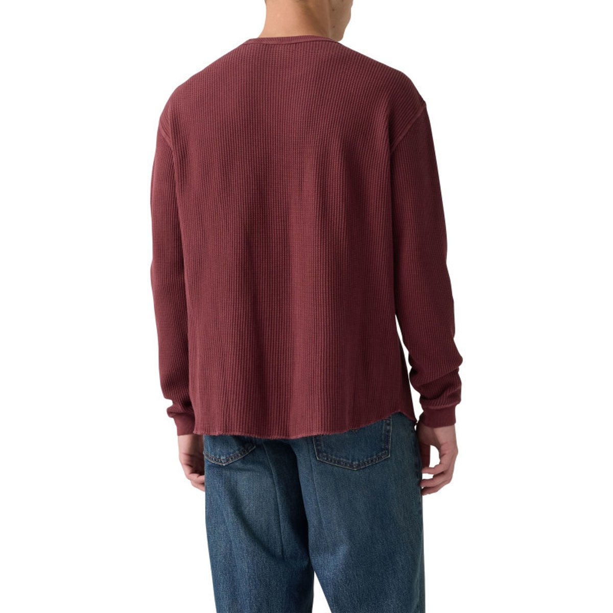 T-shirt en coton bordeaux à coupe droite pourvu de manches longues rouge foncé, LEVI'S