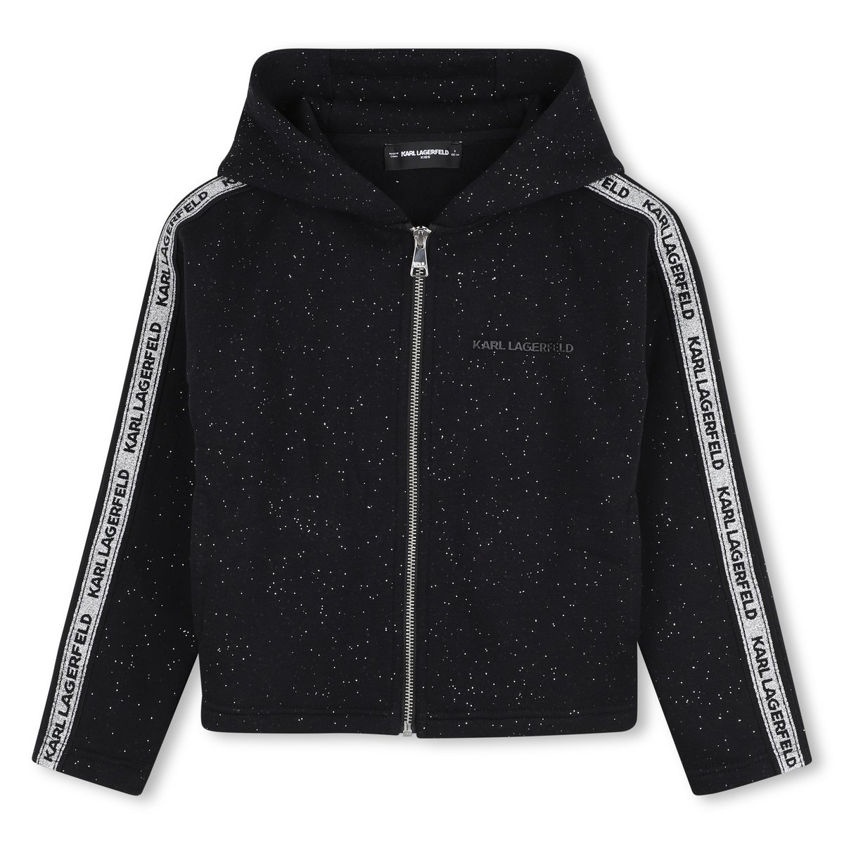Cardigan à capuche noir argent, KARL LAGERFELD KIDS