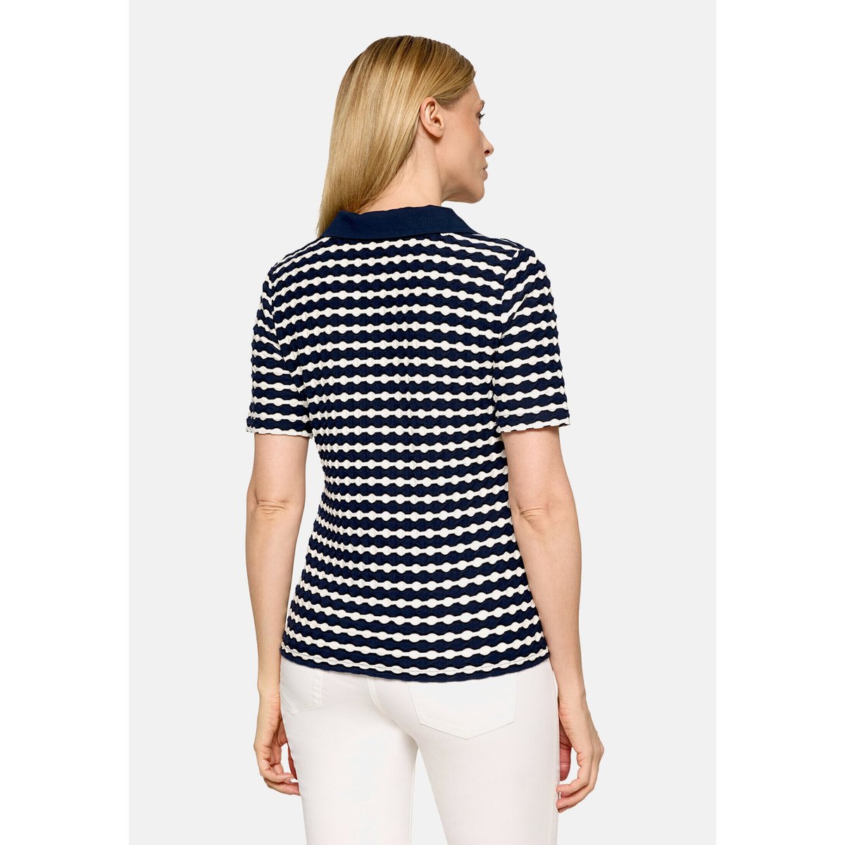 Polo avec structure bleu/blanc, BETTY BARCLAY