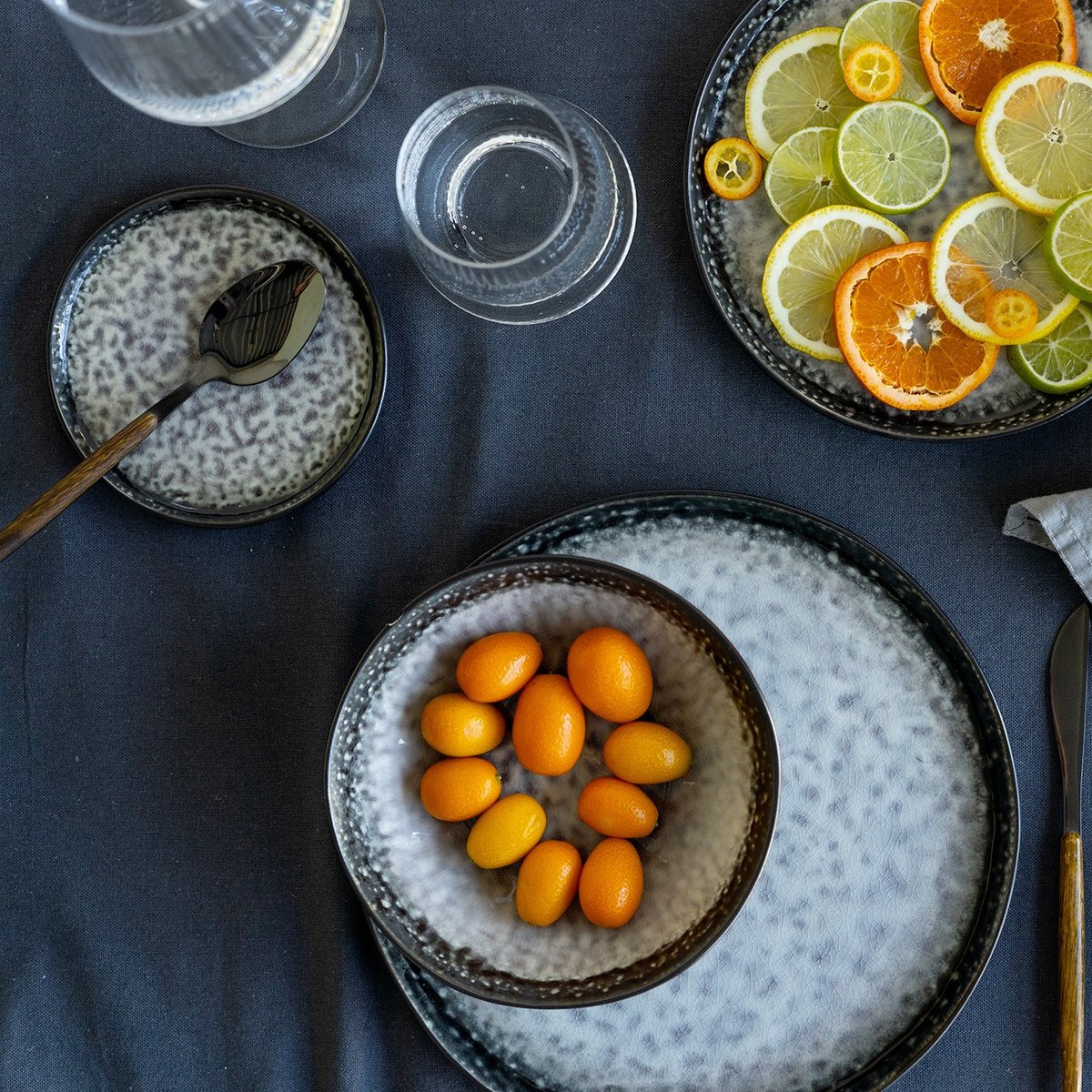 Lot de 4 assiettes plates 27cm, SOHO gris, KARE DESIGN