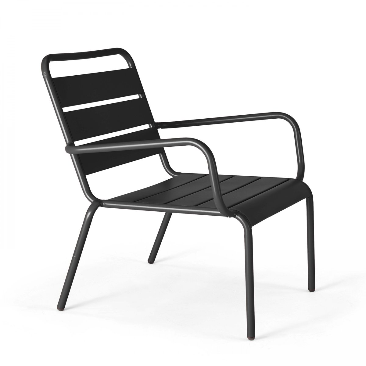 Lot de 2 fauteuils bas relax avec repose-pieds, PALAVAS gris anthracite, OVIALA