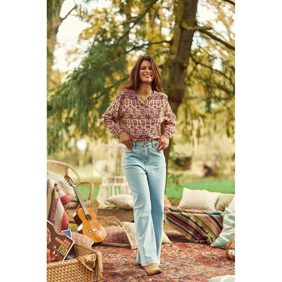 Berlia Printed Cotton Blouse pink print, LA PETITE ETOILE