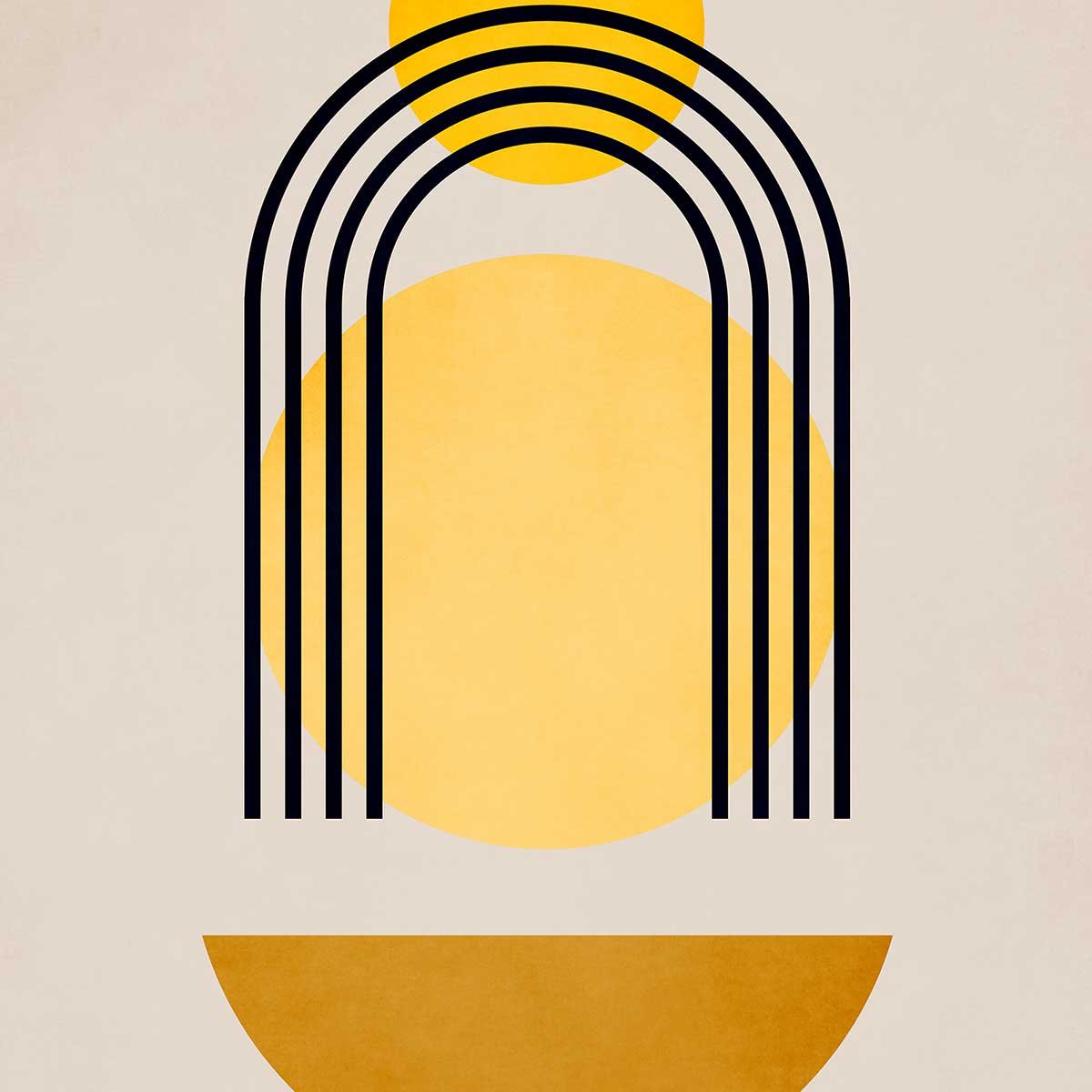 Affiche dessin abstrait ""Bauhaus n°5"" affiche + cadre en bois - noir, HEXOA