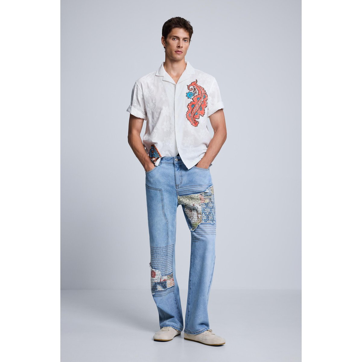 Jean droit imprimé bleu, DESIGUAL