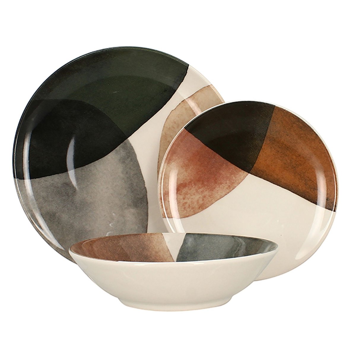 Service de table 36 pièces en grès, GAIA multicolore, NOVASTYL