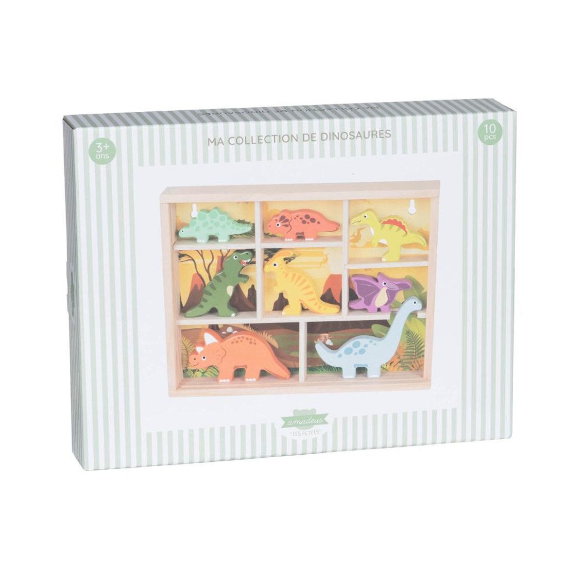 Jouets dinosaures s en bois FSC multicolore, AMADEUS LES PETITS