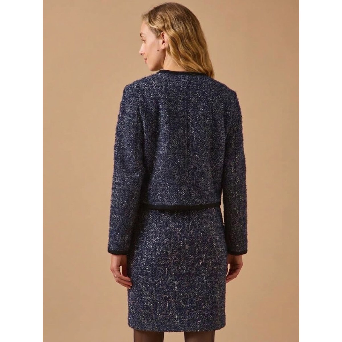 Veste sans col tweed marine, CYRILLUS
