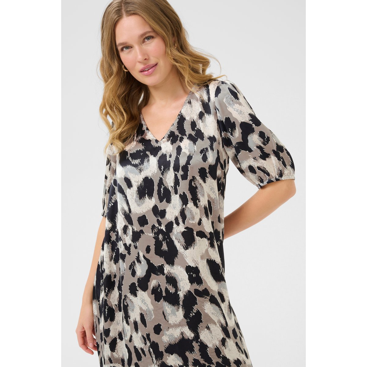 Dress gris grey leopard print, KAFFE
