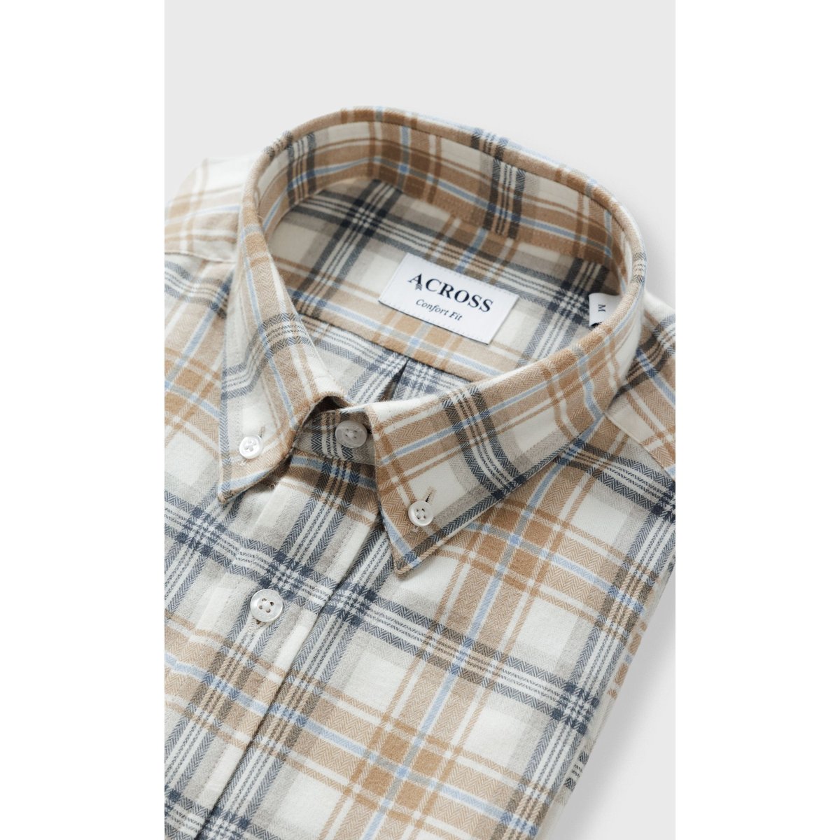 Chemise Confort fit en coton laine mérinos bleu ciel, ACROSS
