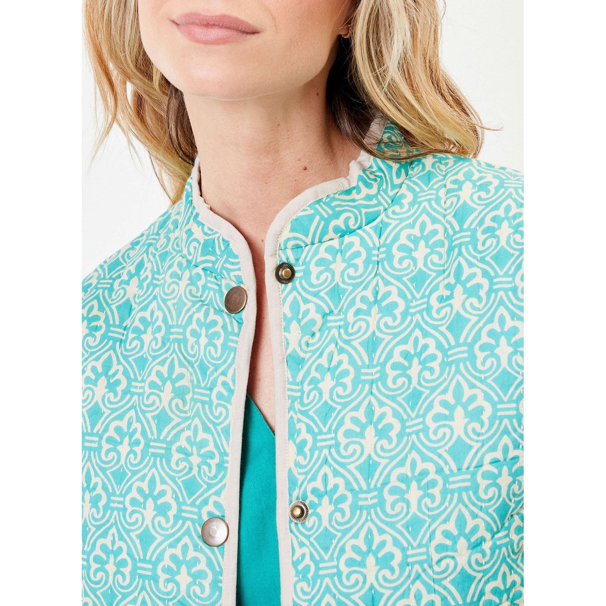 Veste matelassée doublée coton bio ANETO bleu ciel tilack, LA FIANCÉE
