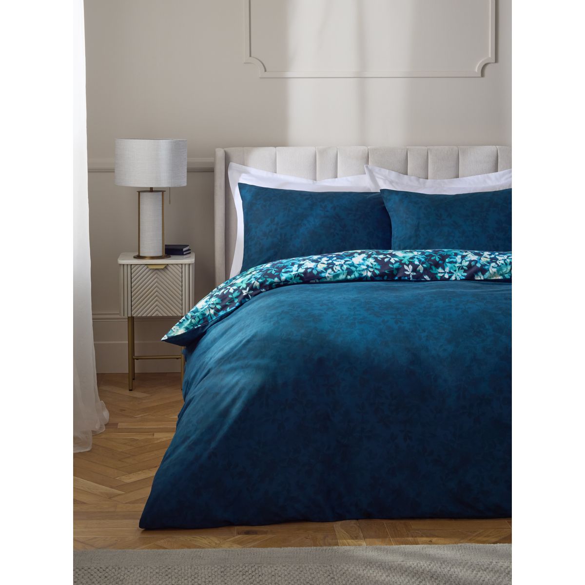 Housse de couette/taie d'oreiller à feuille bleu, NEXT