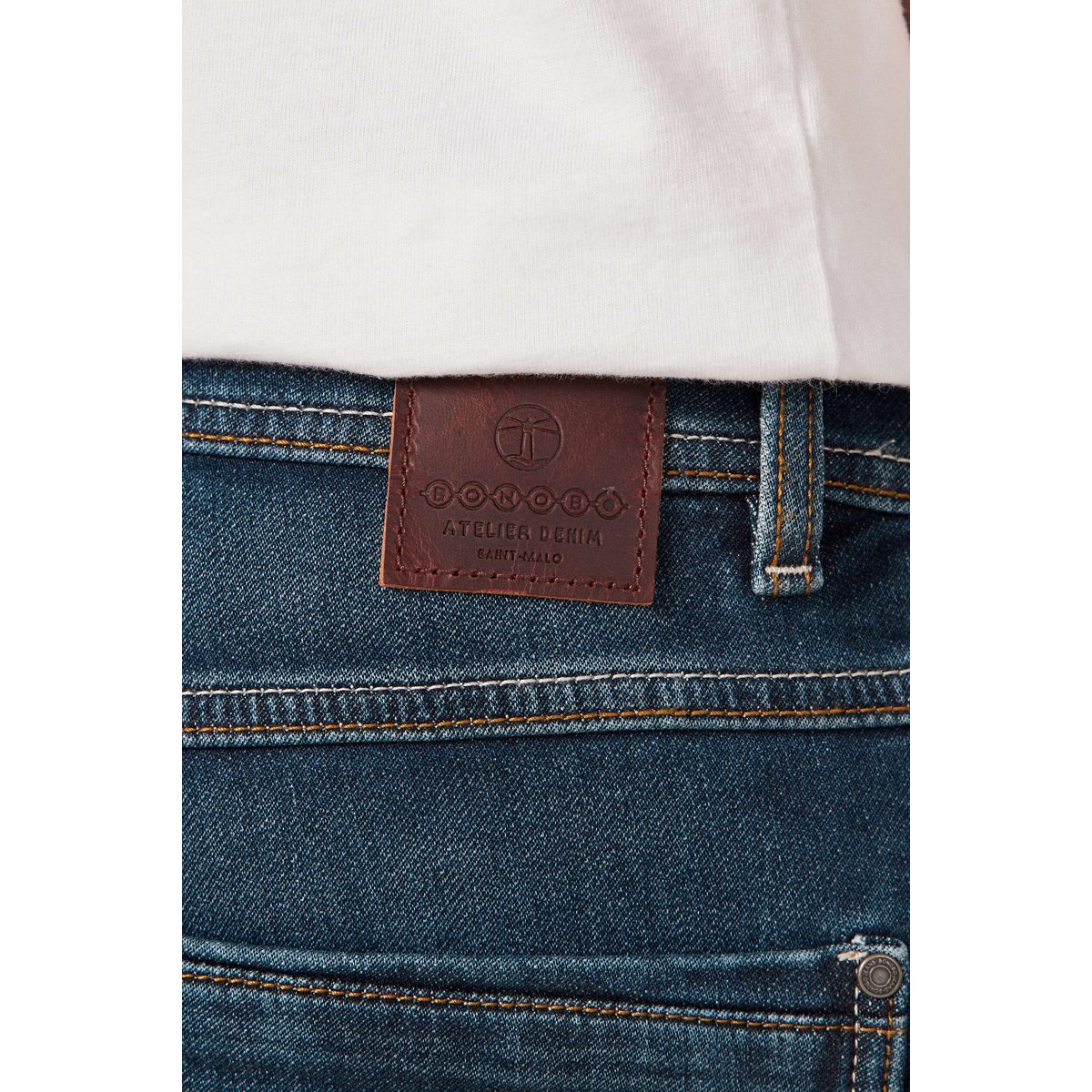 Jeans straight homme used L34 denim brut, BONOBO