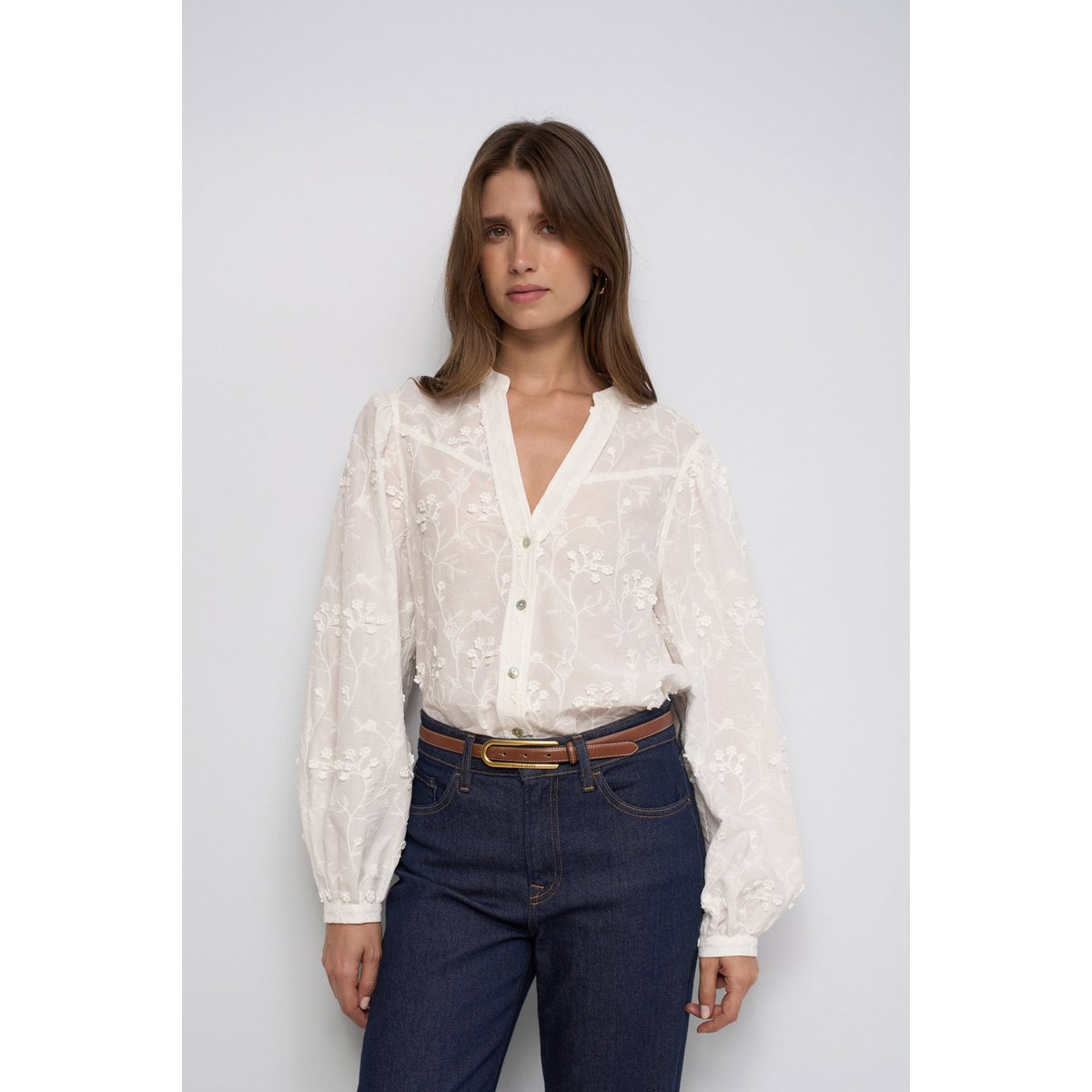 BLOUSE AVEC BRODERIES blanc, SALSA JEANS