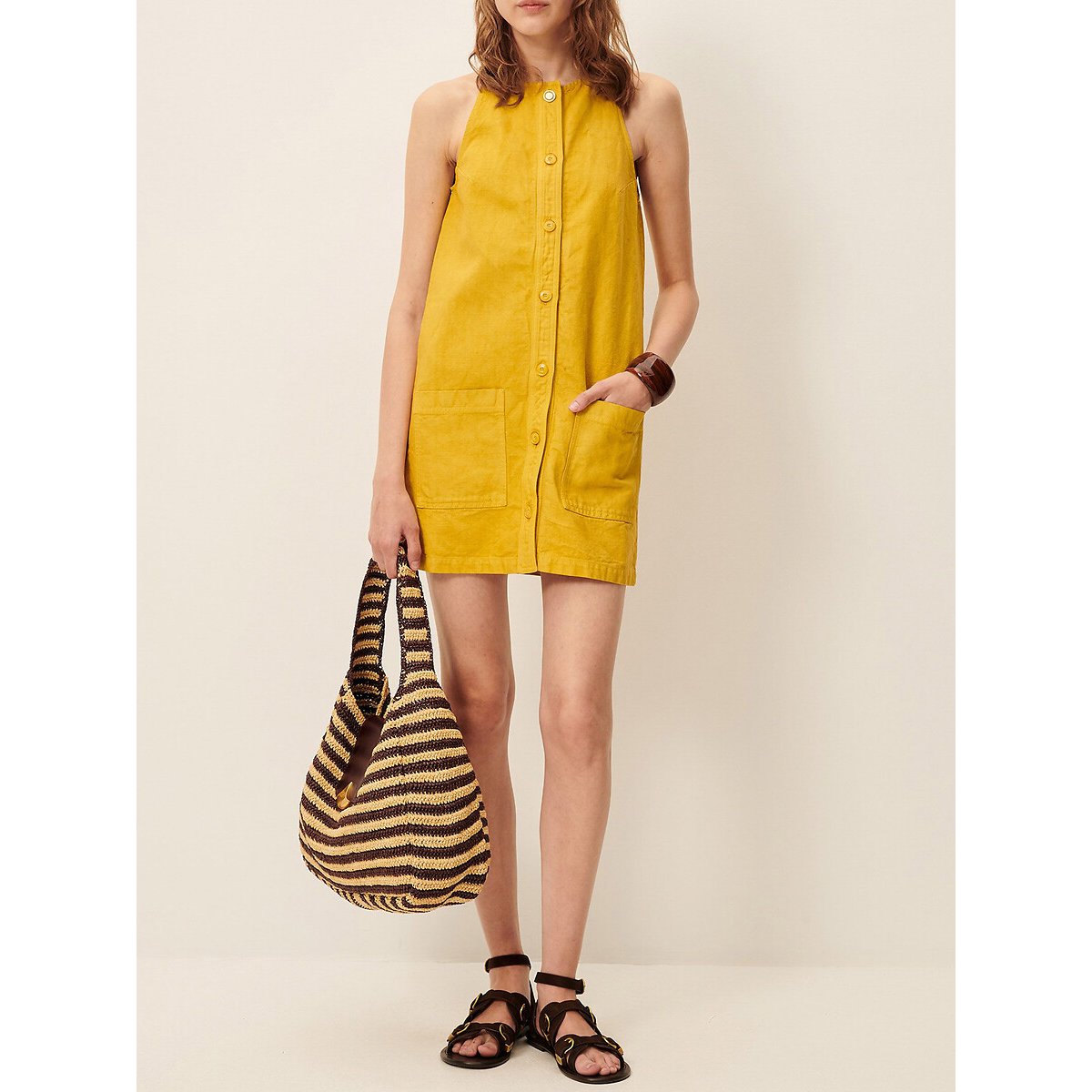 Ondine Sleeveless Tunic Mini Dress lemon yellow, SESSUN