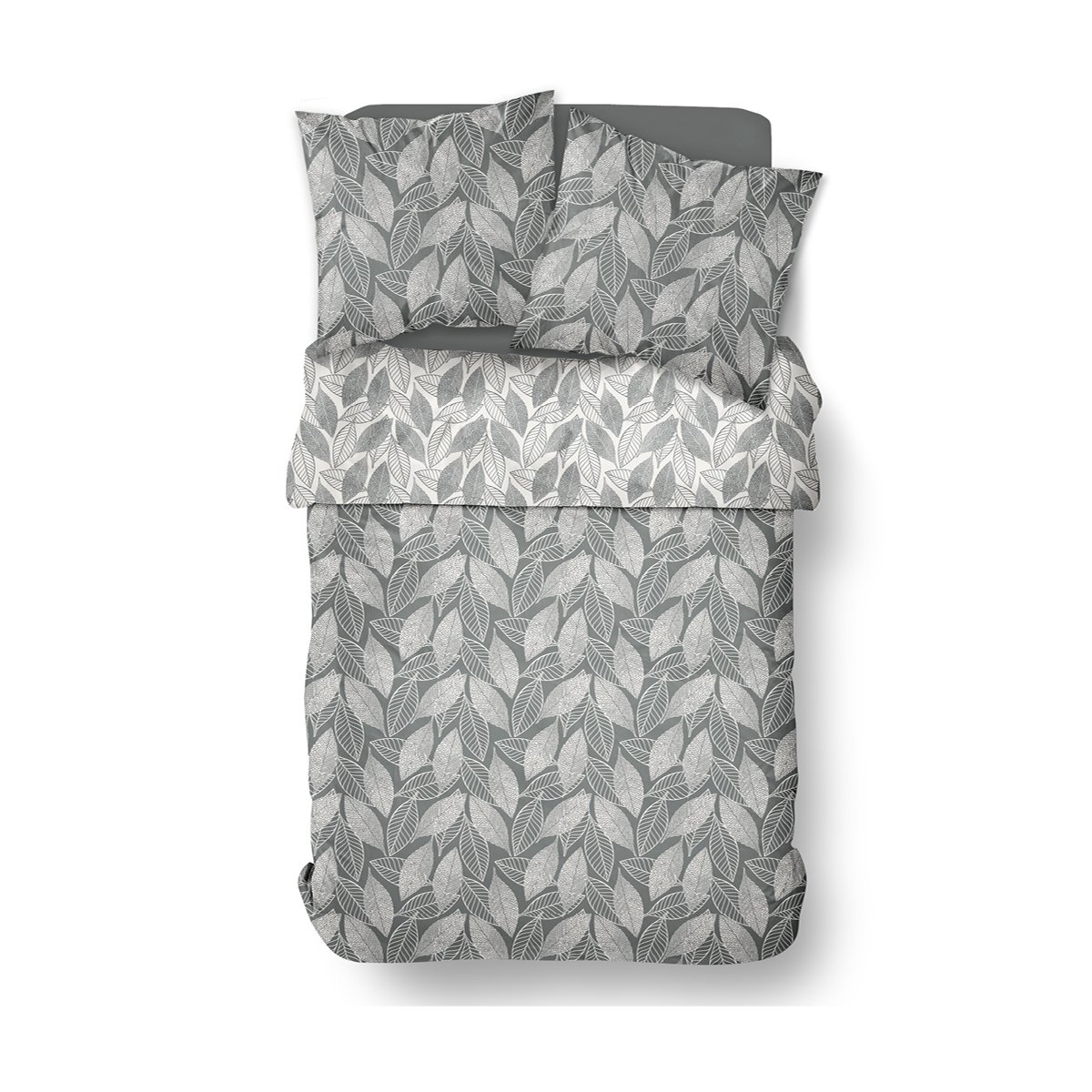 Parure de lit imprimé Floral coton FLANELLE gris, TODAY