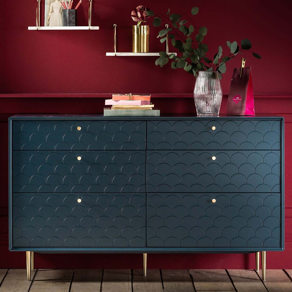 Commode 6 tiroirs, Luxore bleu de prusse, LA REDOUTE INTERIEURS