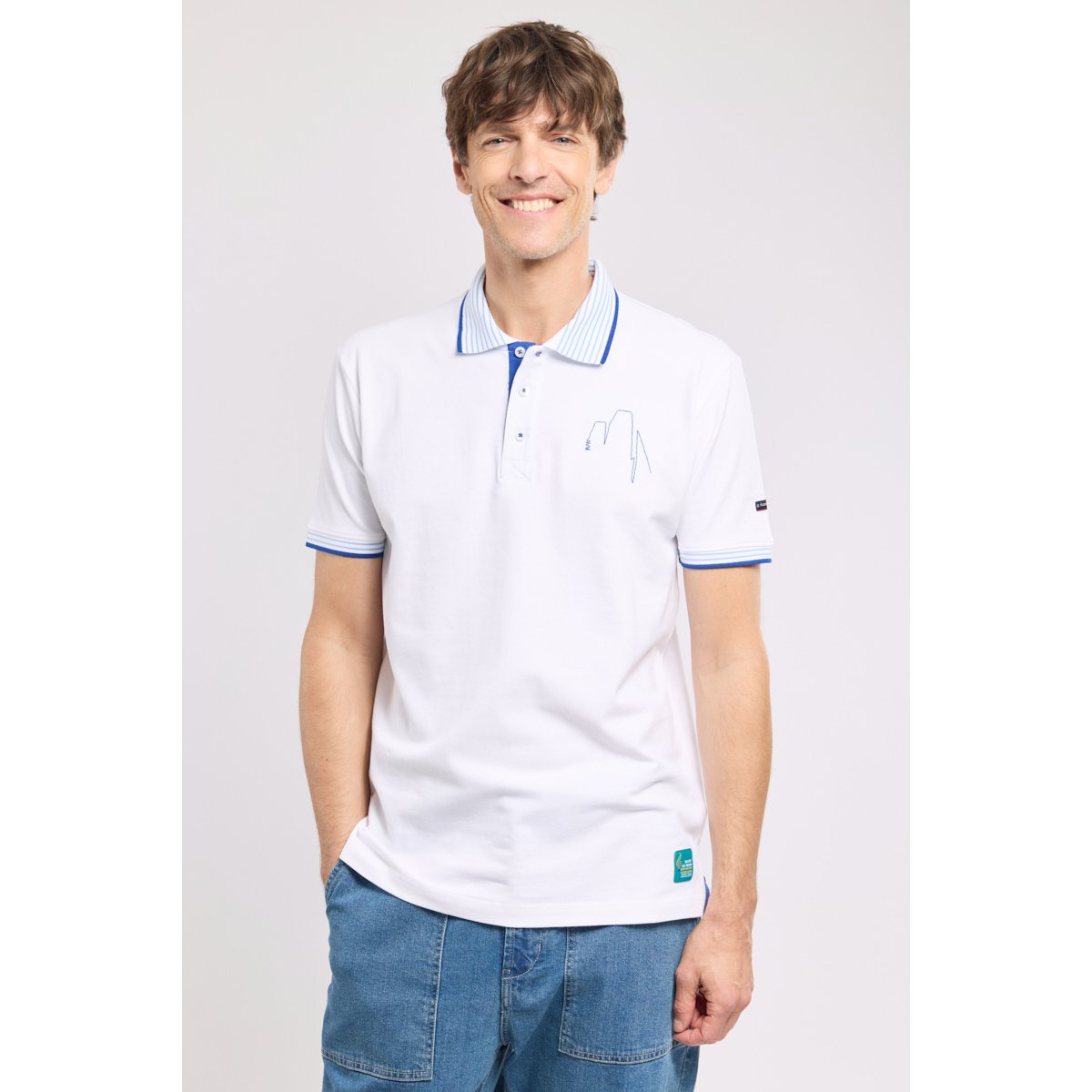 Polo brodé Homme - coton blanc, ARMOR-LUX