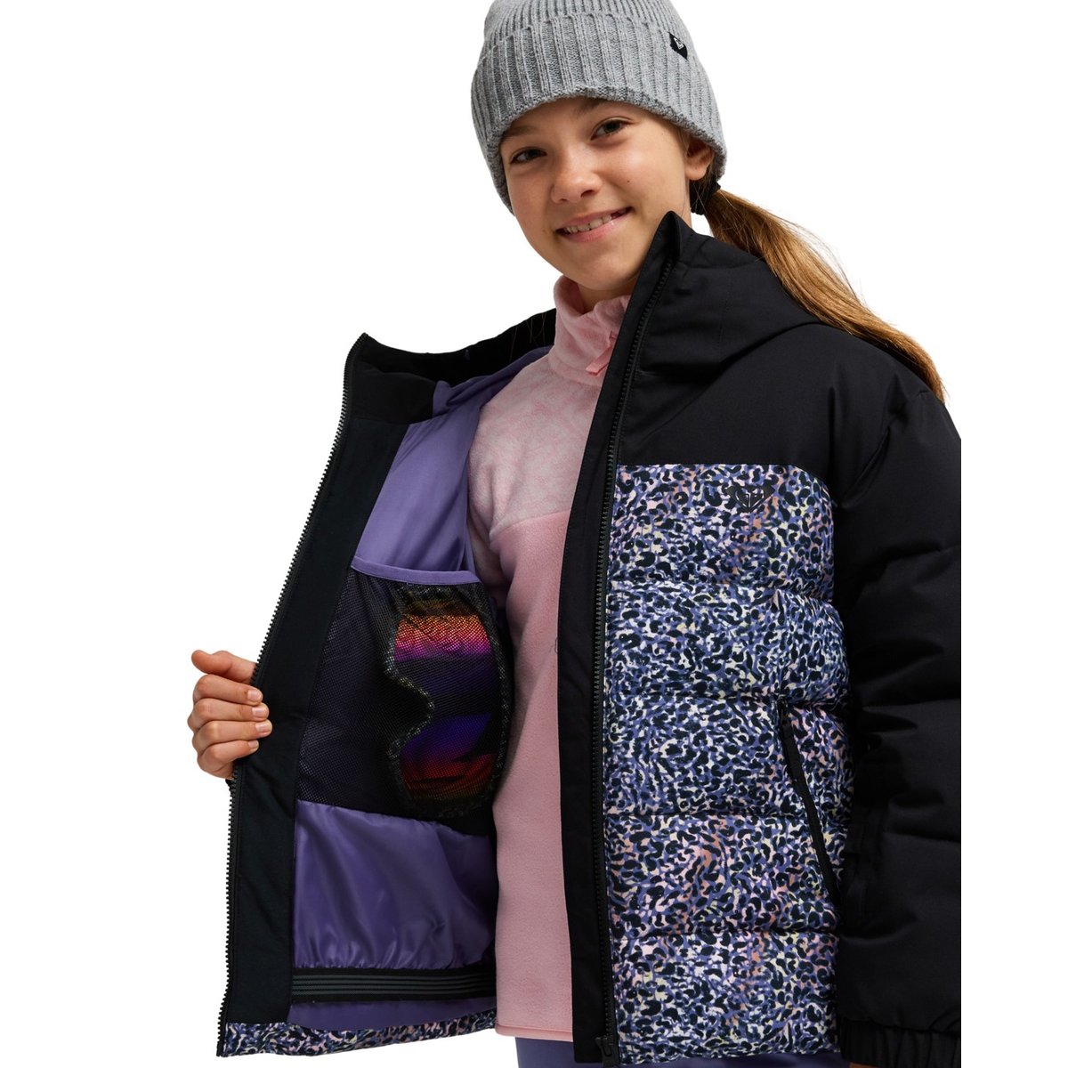 Veste de snow technique SNOWYHILL PRINTED PUFFY 10K. violet true black wildin out rg, ROXY