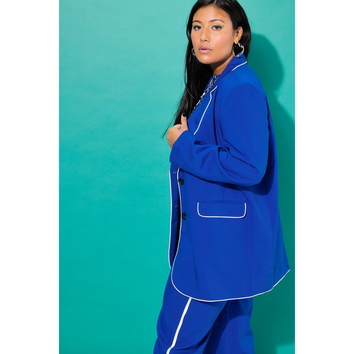Blazer oversize avec passepoil bleu cobalt, STUDIO UNTOLD