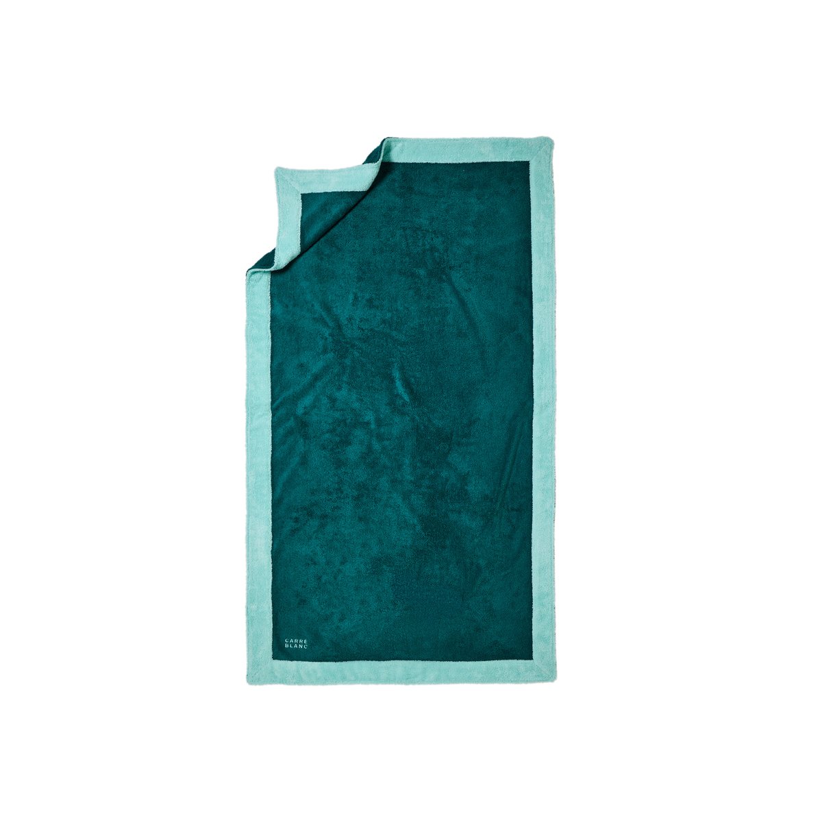 Drap de plage coton GREG 2026 emeraude, CARRE BLANC