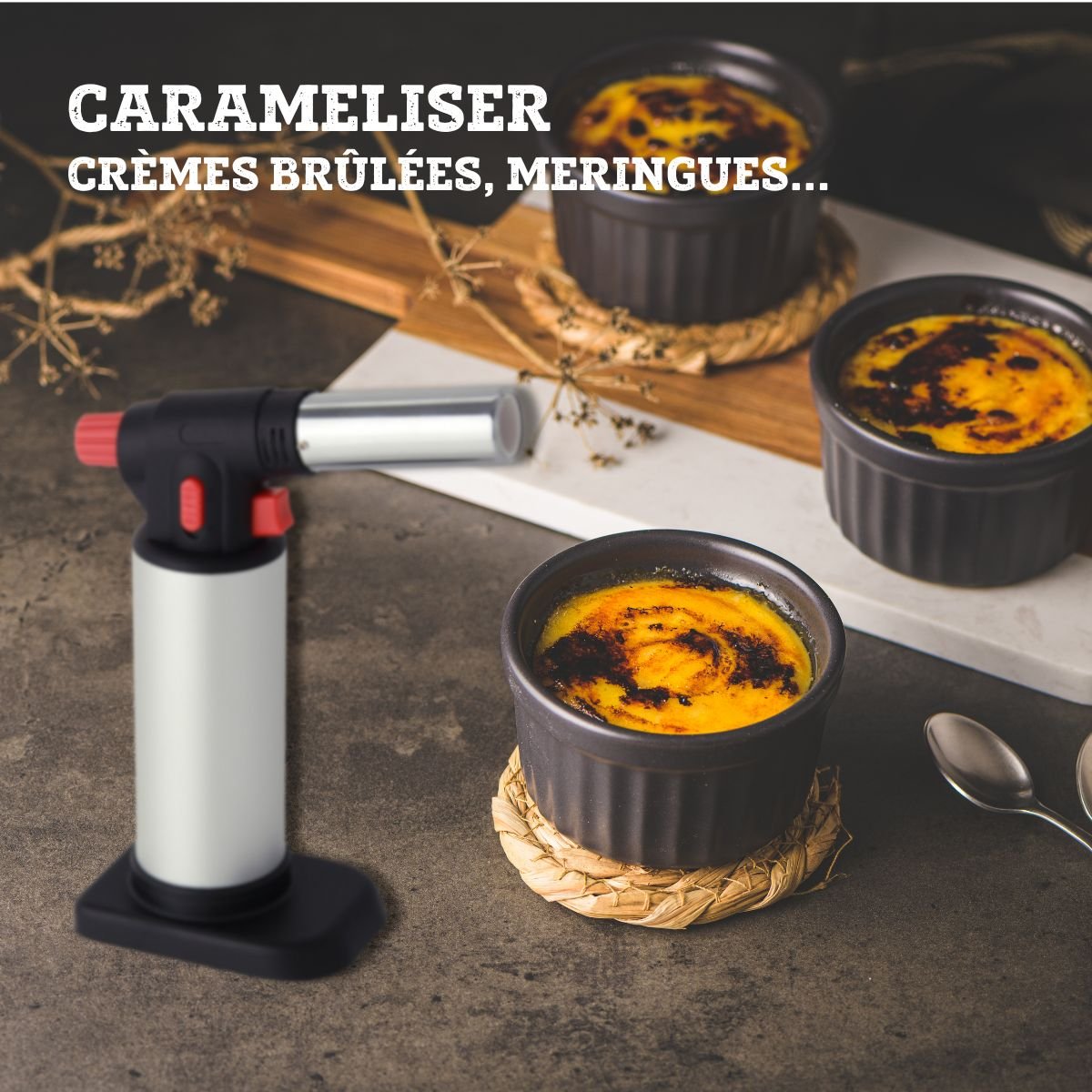 Chalumeau de cuisine 18,5 x 13,5 x 8,8 cm gris, FM PROFESSIONAL