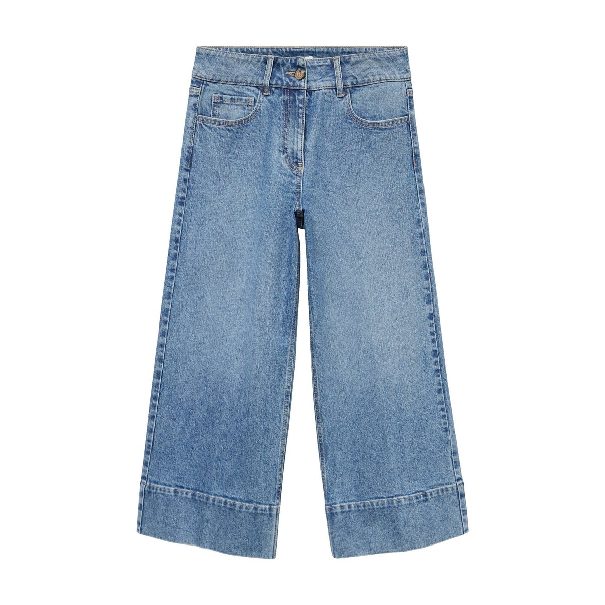 Jean wide leg cropped taille haute denim stone, CACHE CACHE