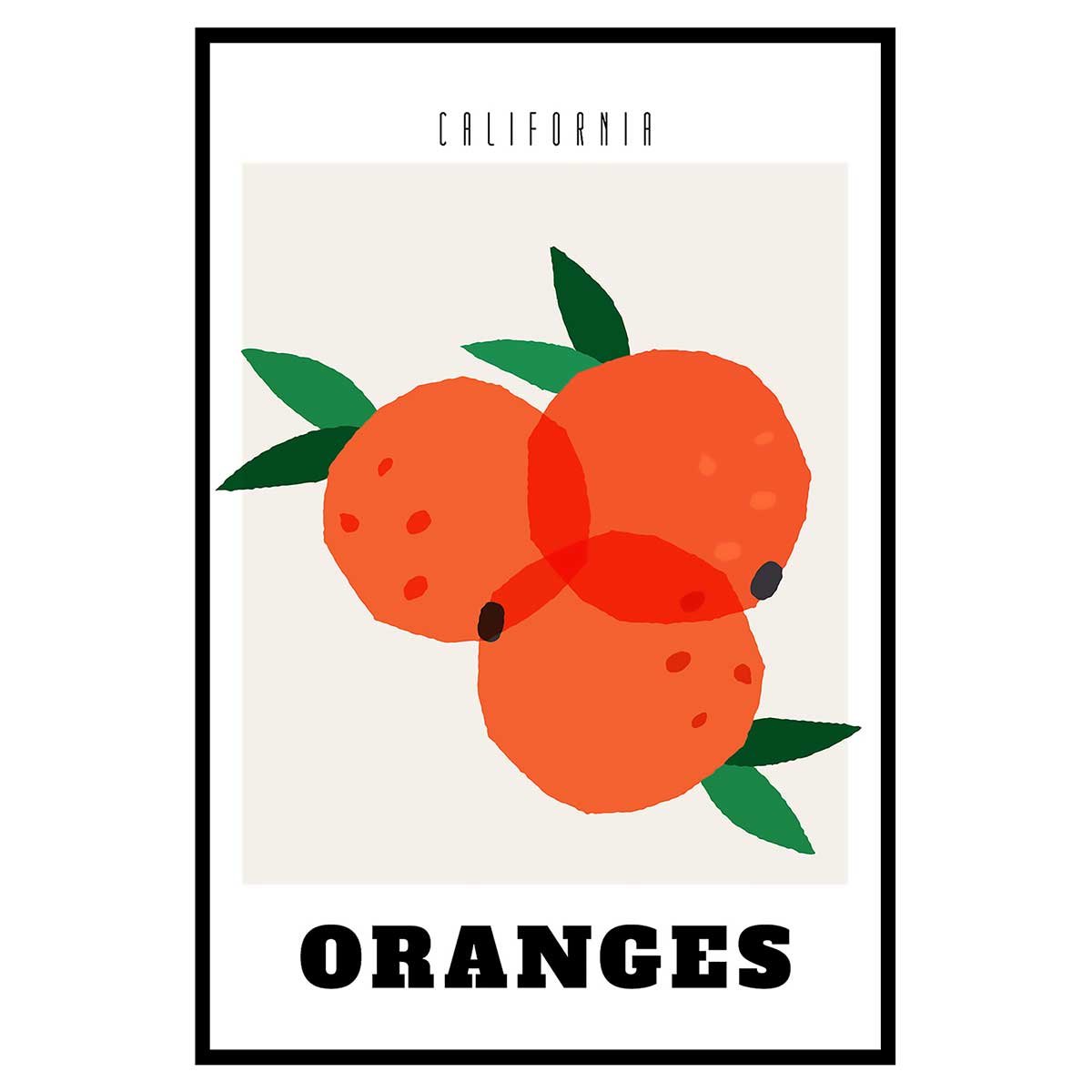 Affiche encadrée oranges Californie affiche + cadre en métal - noir, HEXOA