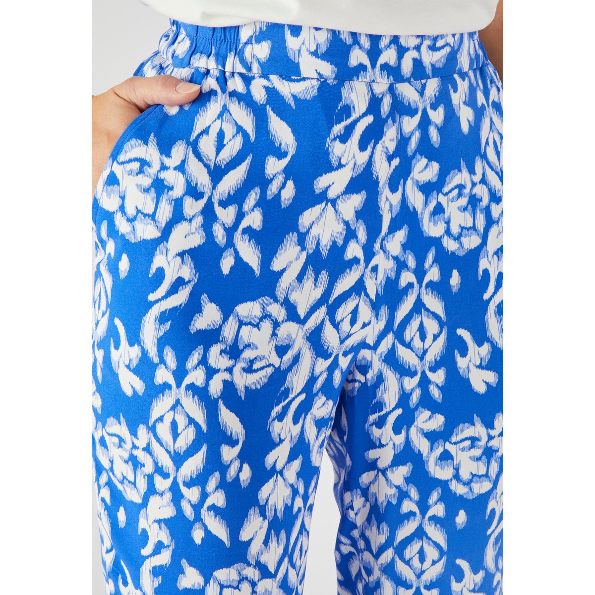 Pantalon fibres pure viscose Lenzing(TM) bleu graphique, DAMART