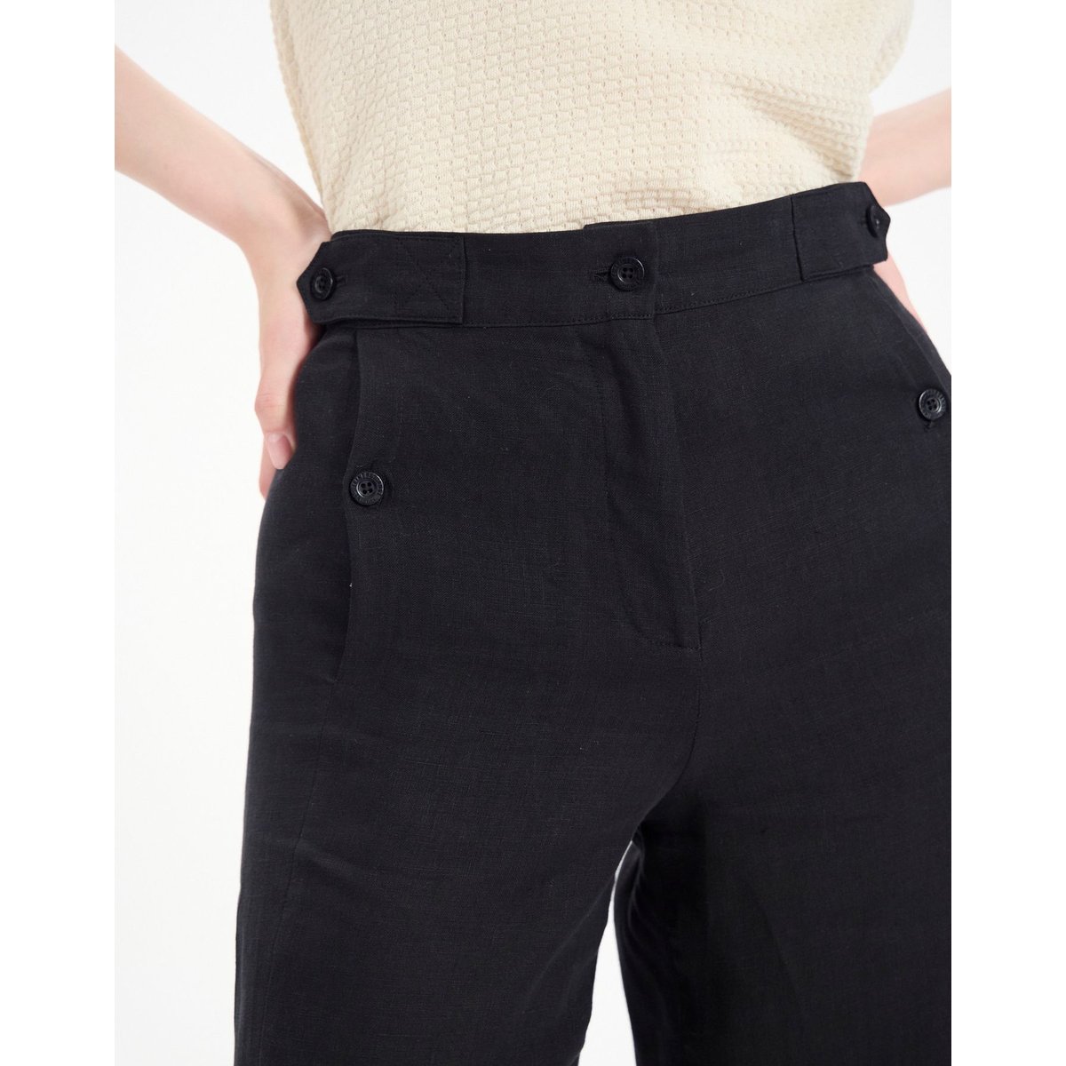 Pantalon à pinces Piotr en lin noir black, INES DE LA FRESSANGE PARIS