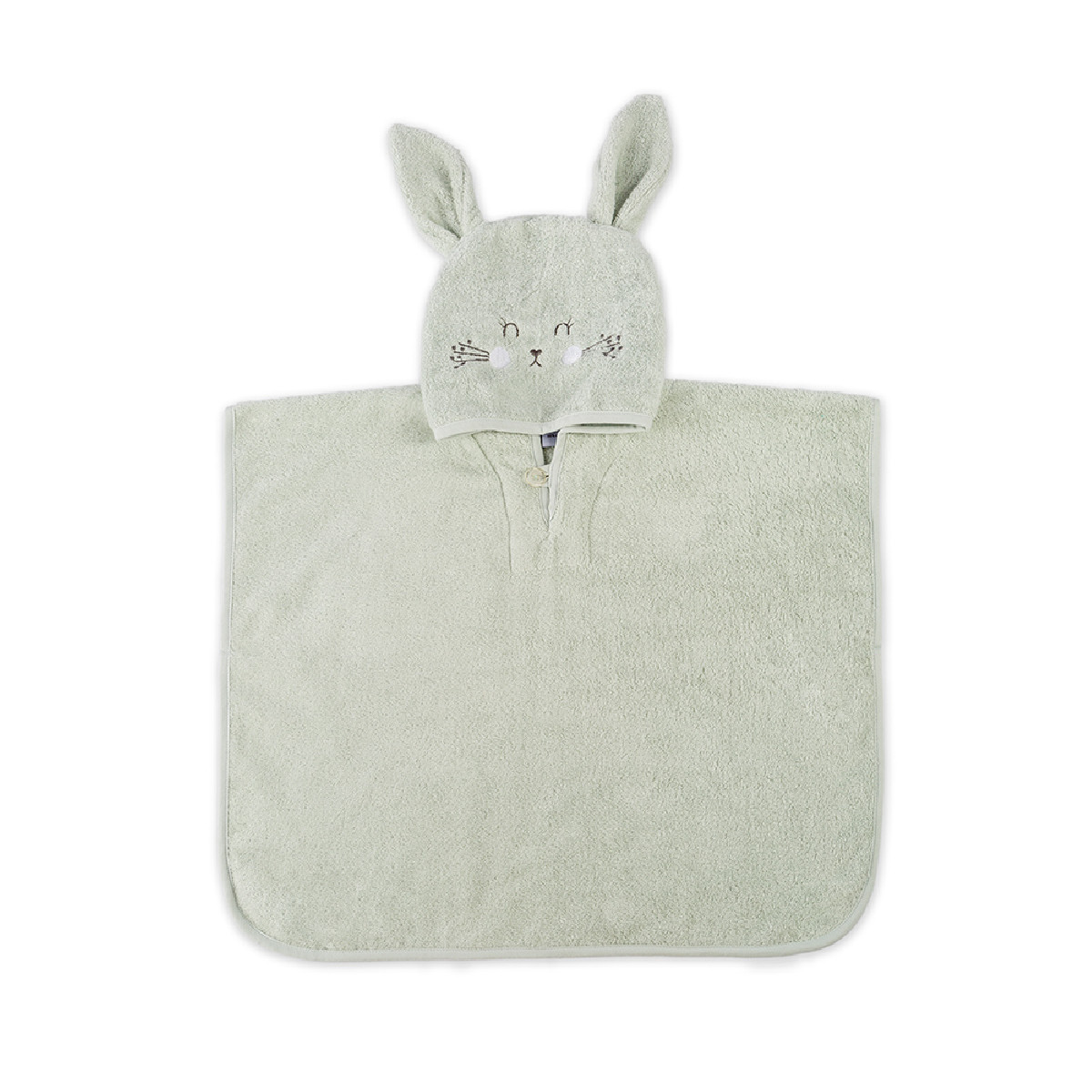 Poncho pur coton PETIT LAPIN vert d'eau, GARNIER THIEBAUT