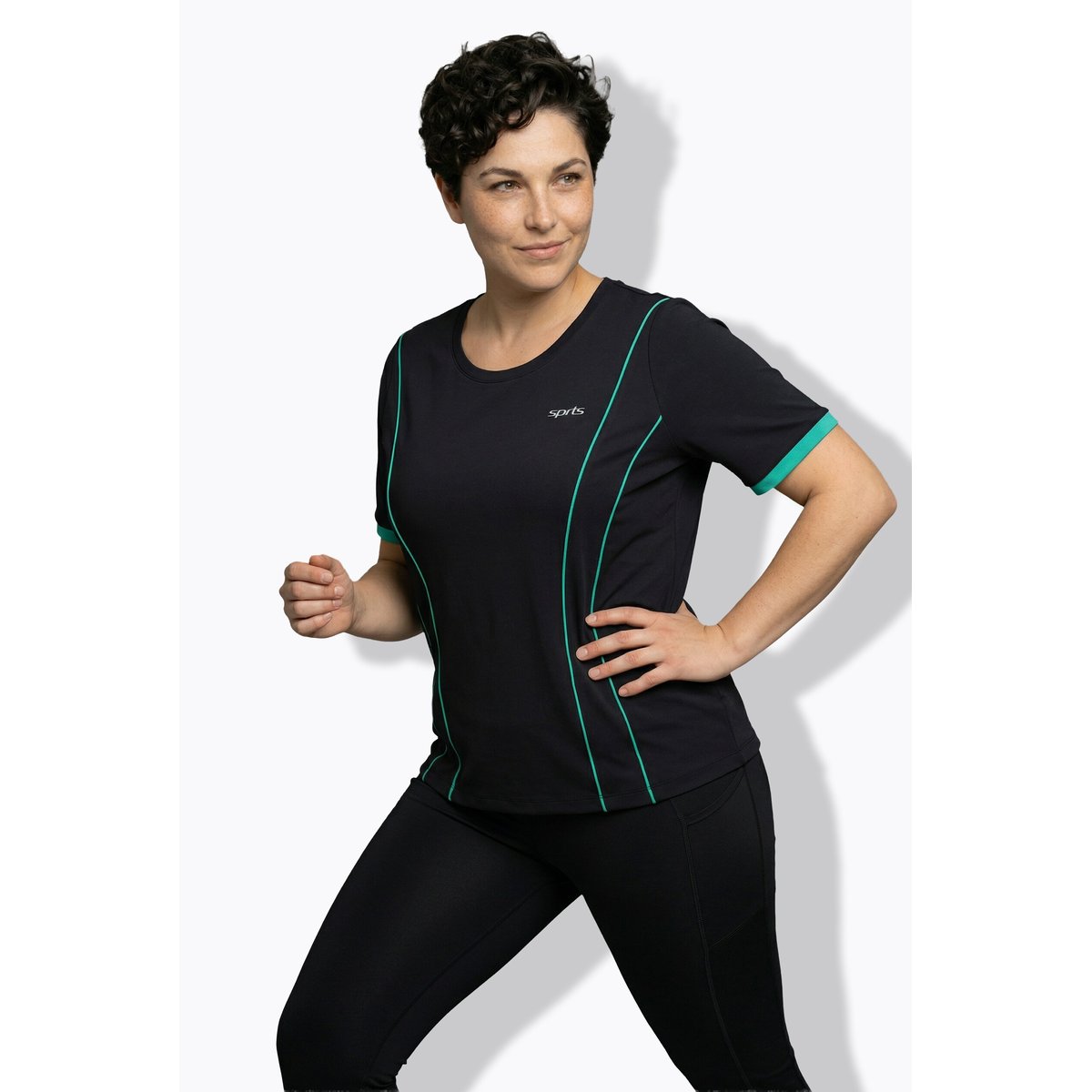 T-shirt technique en jersey thermique noir, ULLA POPKEN