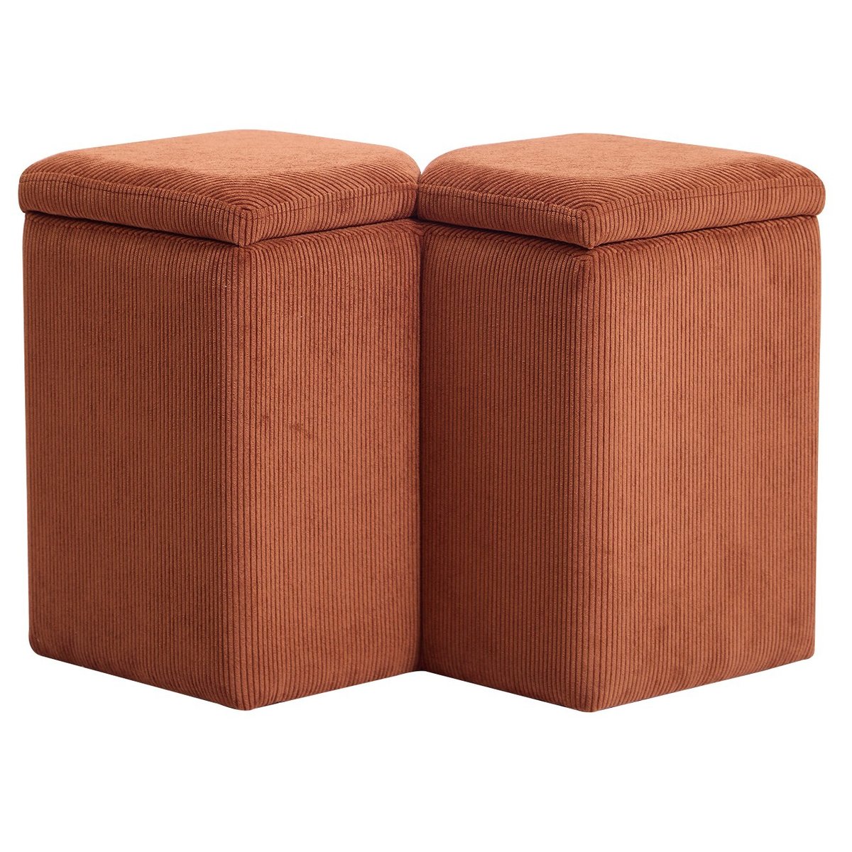 Pouf de salon, velours côtelé, DIPOLOG terracotta, NORDLYS