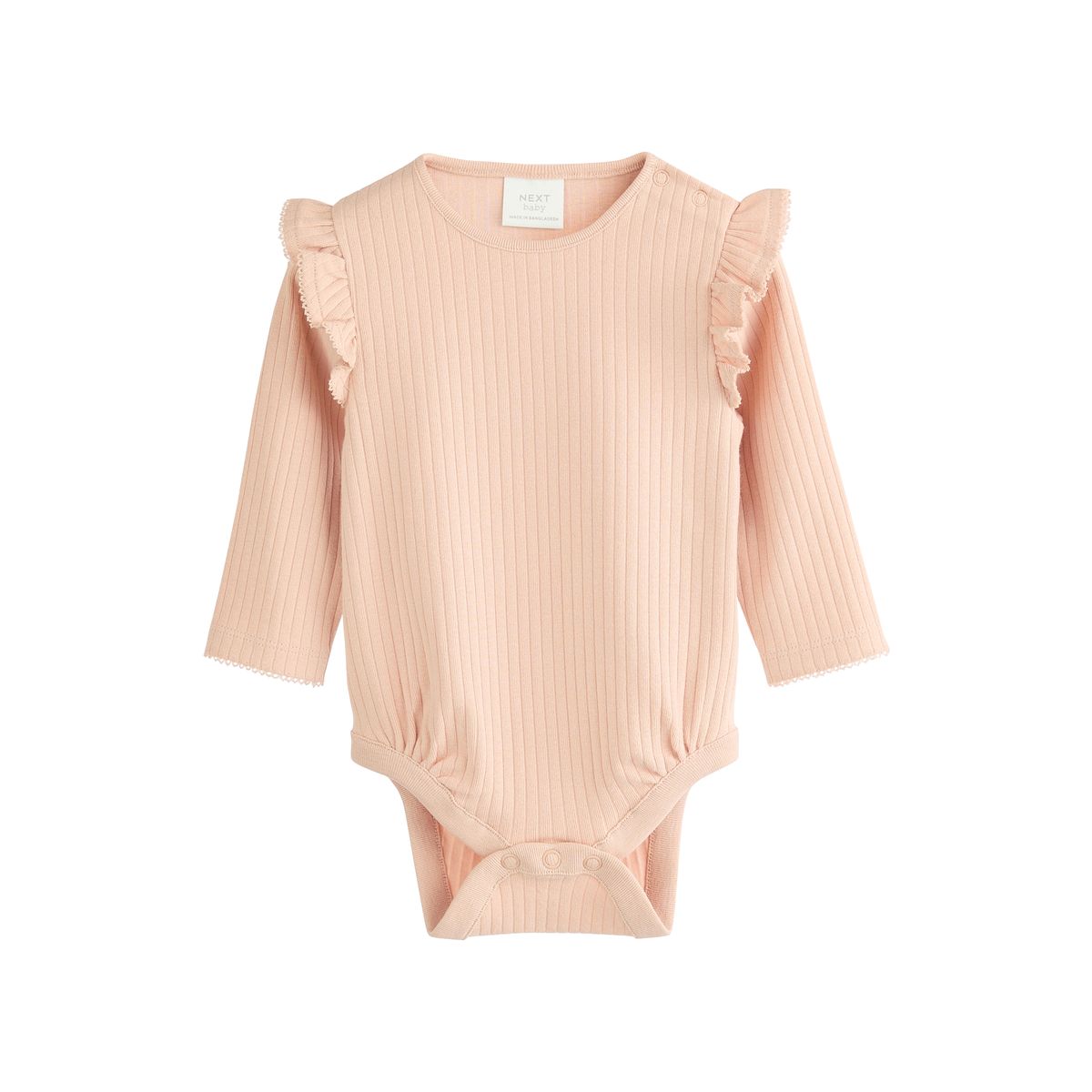 Body bébé manches longues/volants, lot de 4 rose/crème, NEXT