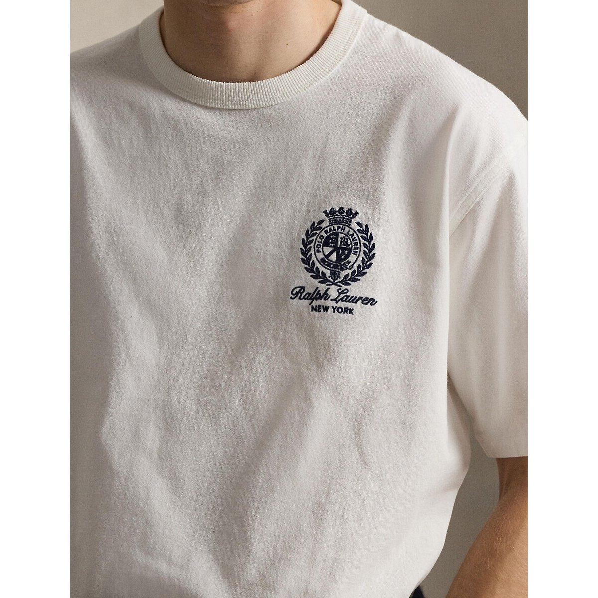 T-shirt de manga curta e gola redonda, RELAXED FIT branco, POLO RALPH LAUREN