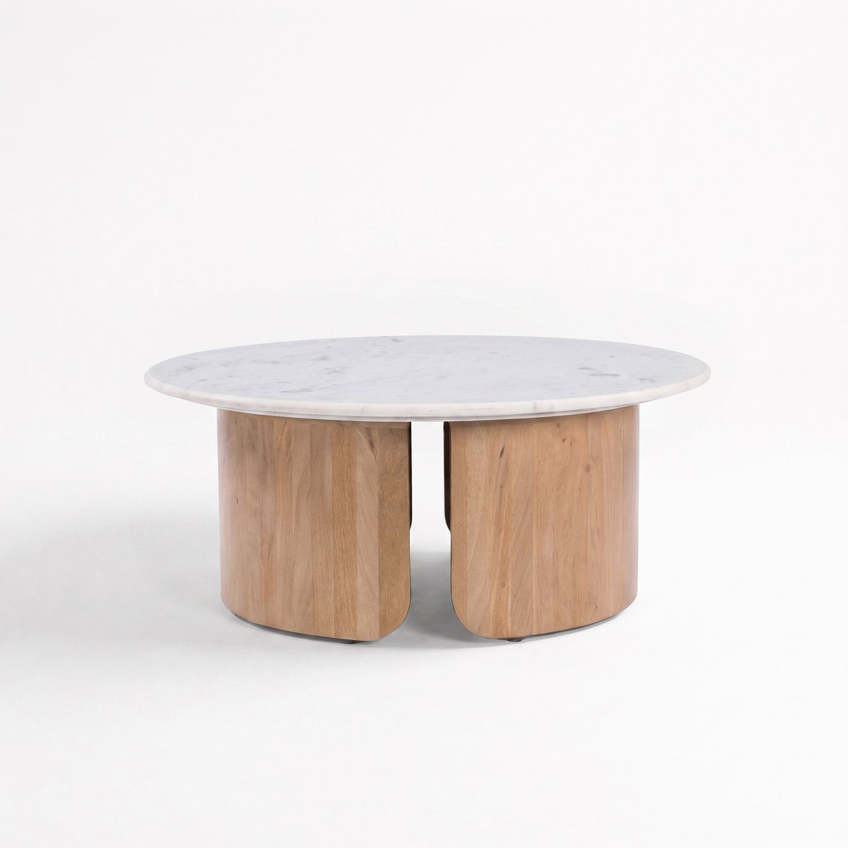 Table basse en marbre et bois de manguier - LÉANA blanc, MAISON PAVANE