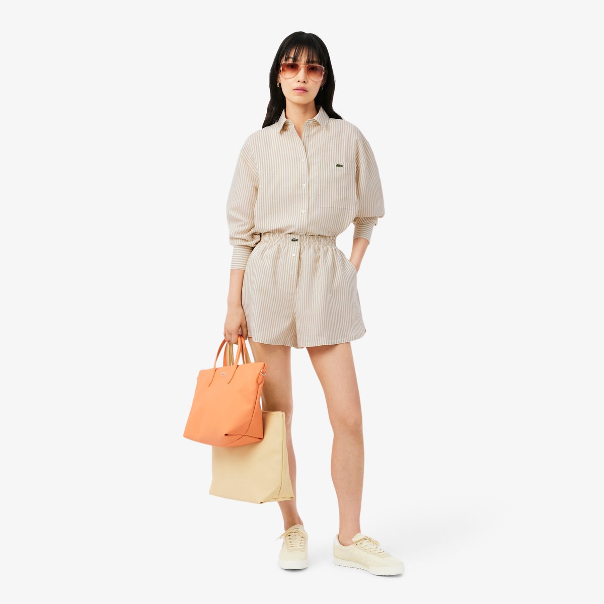Chemise oversize lin mélangé beige-8gi, LACOSTE