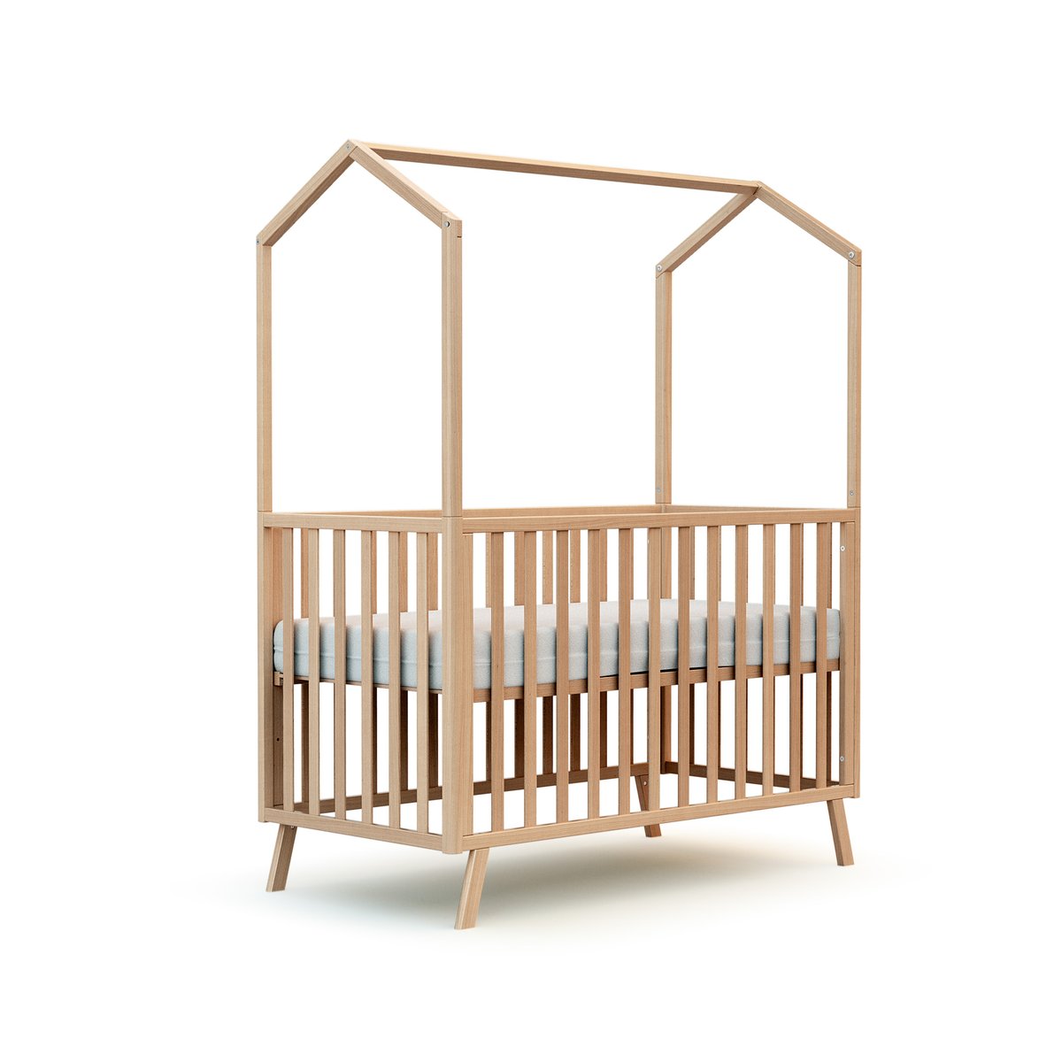 Lit cabane bébé évolutif en bois KASA hêtre verni, AT4
