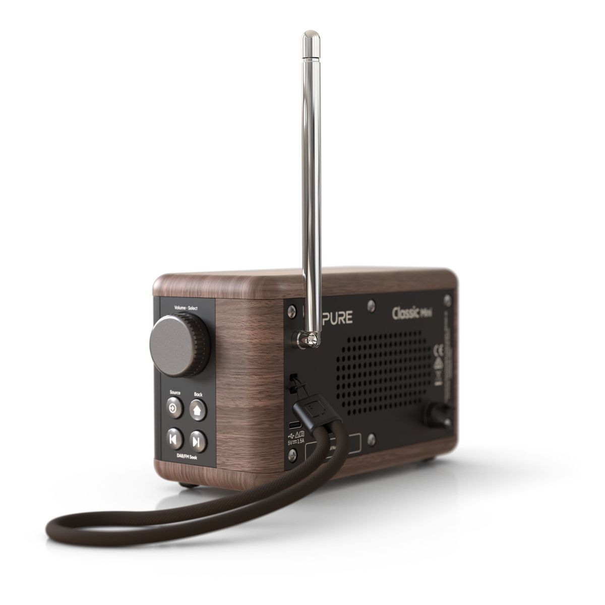 Radio DAB Classic Mini Coffee Black/Walnt couleur unique, PURE