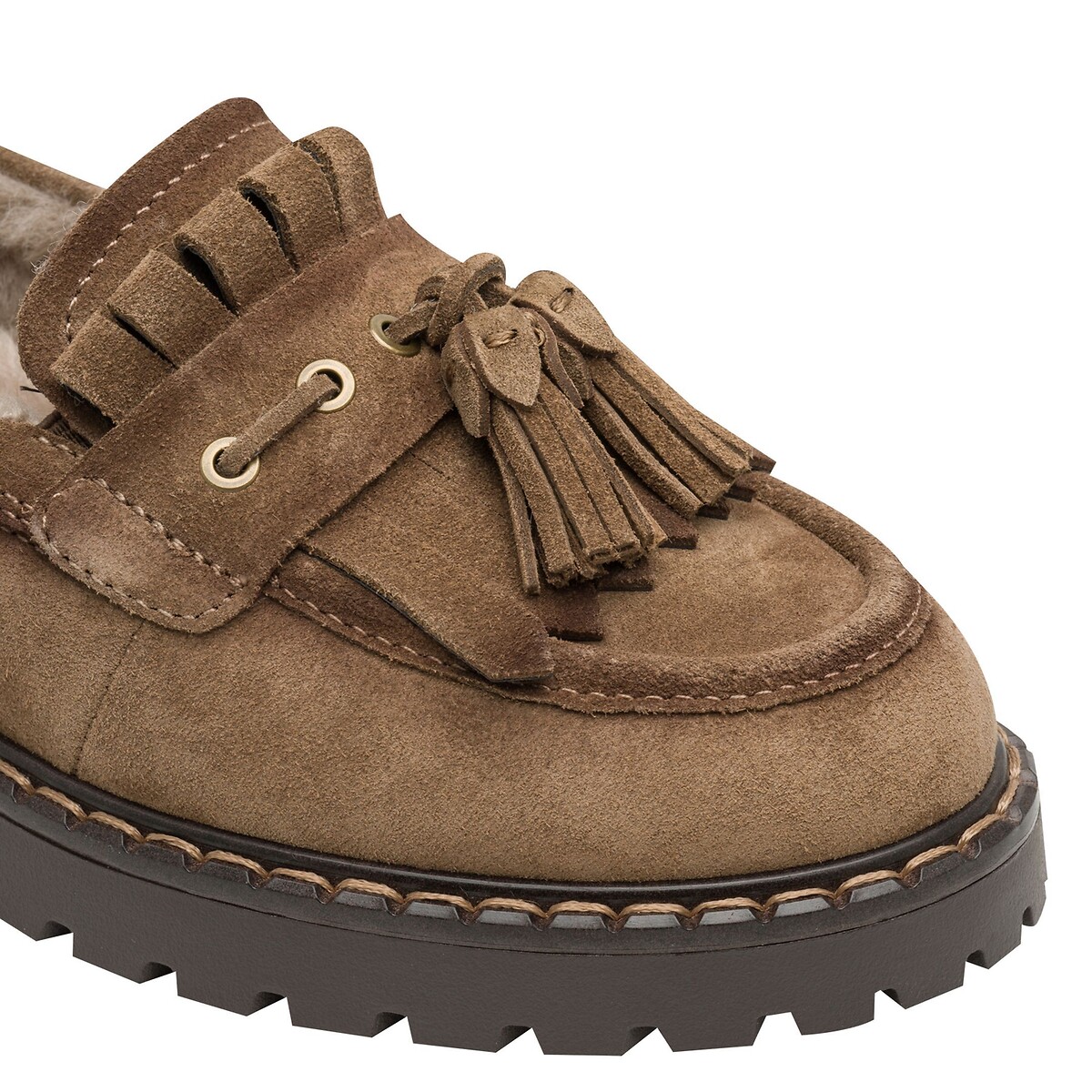 Suède loafers met franjes camel, TAMARIS