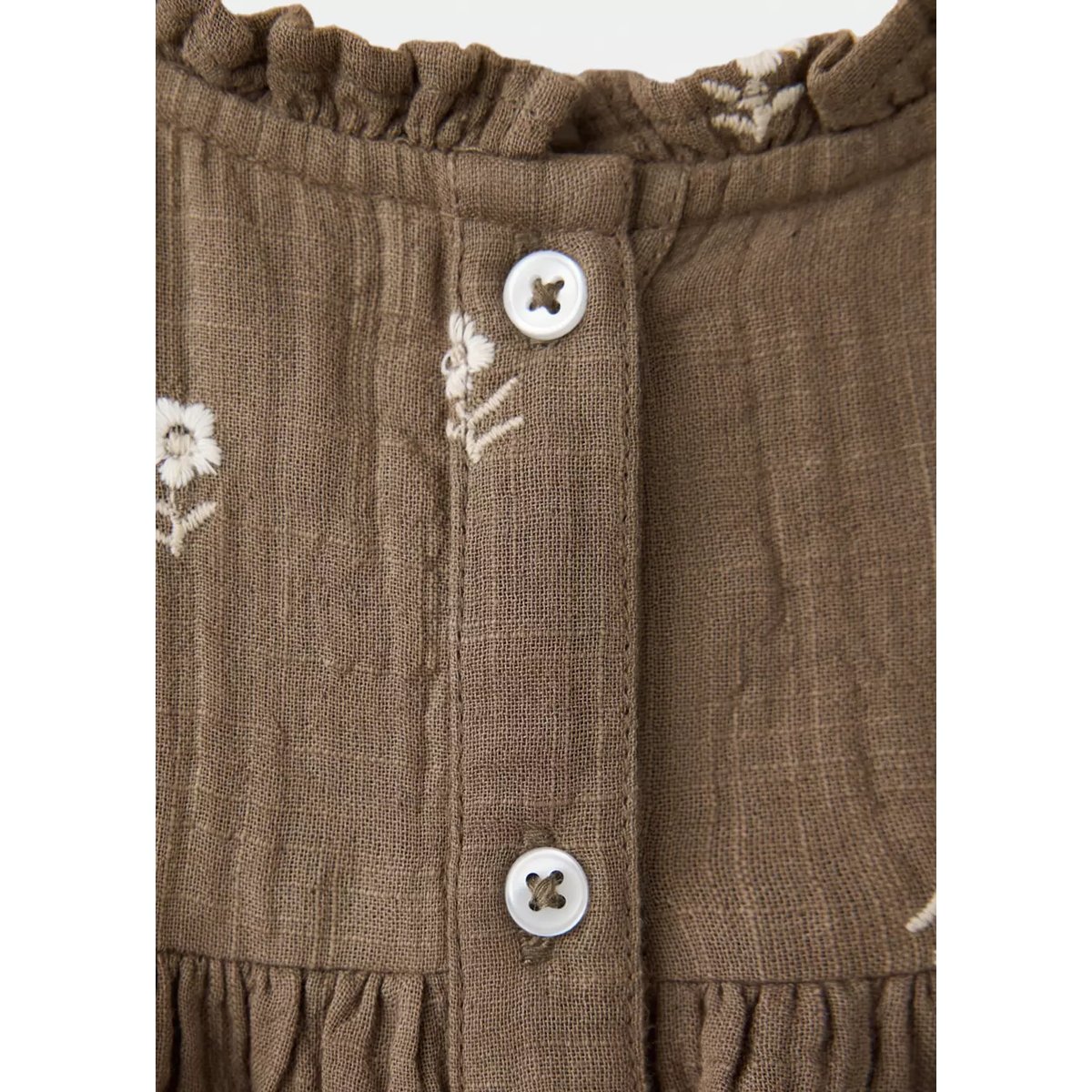 Robe et barboteuse à fleurs brodées chocolat, MANGO BABY